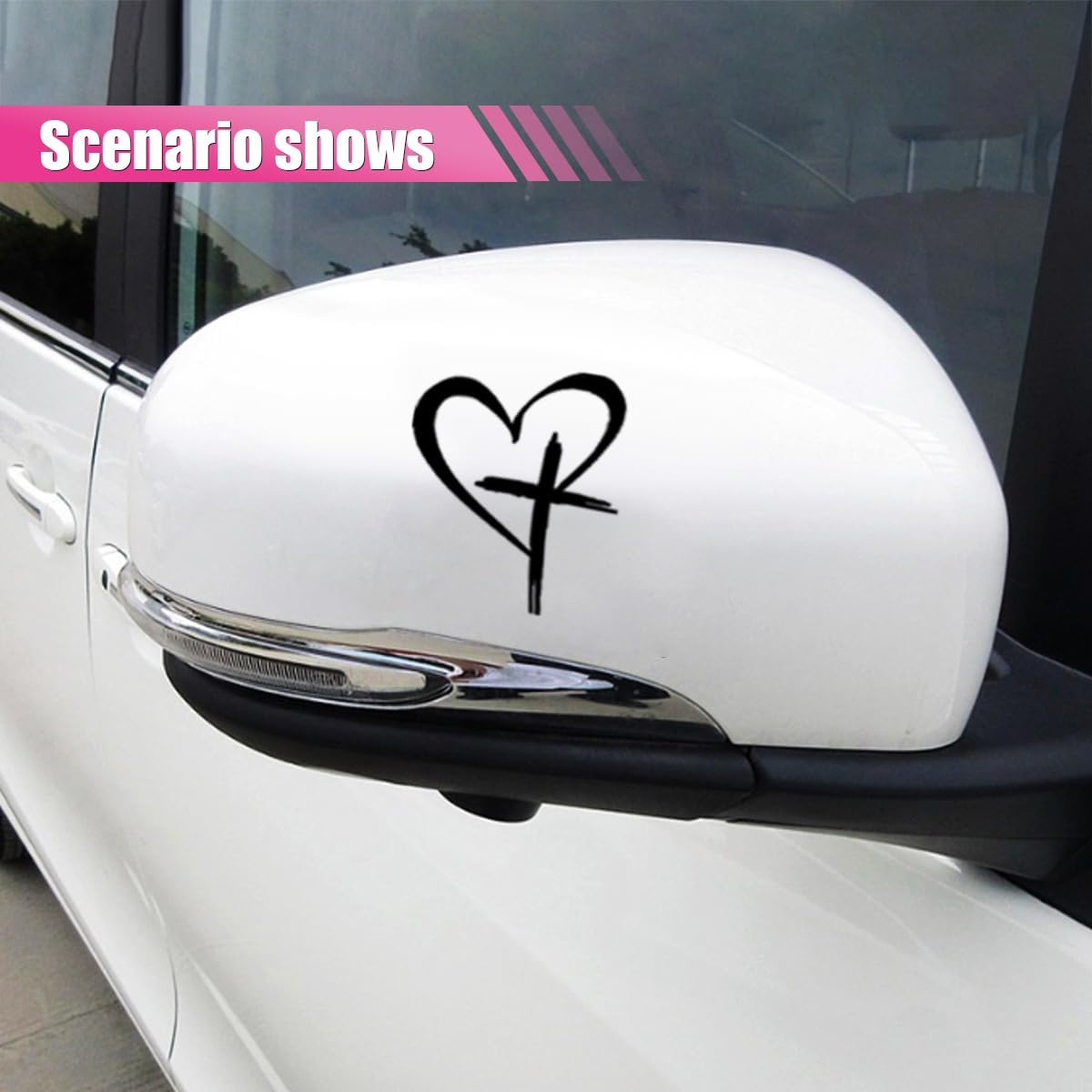 Love Cross Sticker Decal, Love Heart Cross Stickers, Decal Vinyl Sticker for Notebook, Car, Laptop, Window 8.7''&times;6'' (Black Small) image number 6