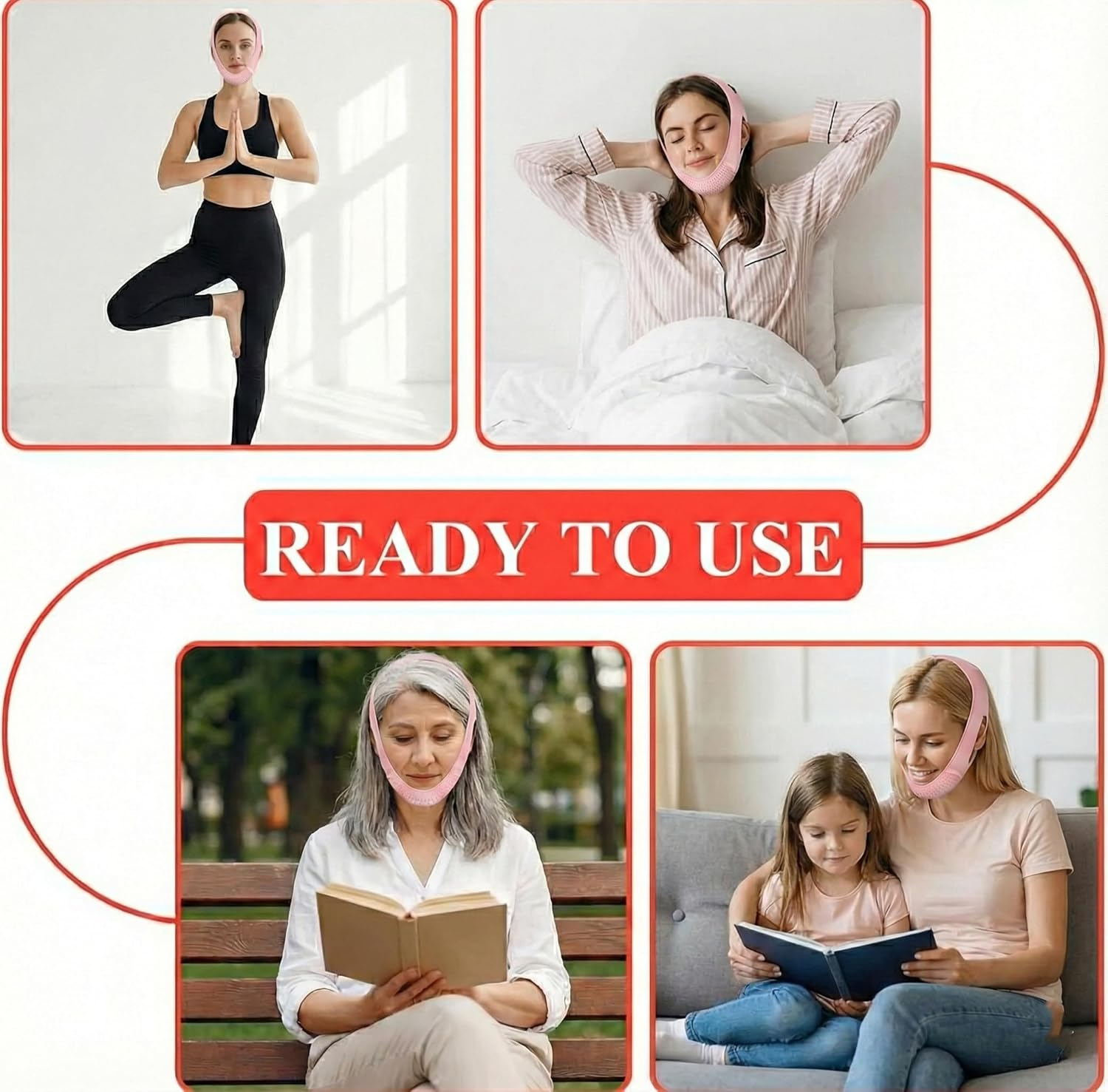 IMTKOOCO Reusable Double Chin Reducer, Face Lift Tape - Face Slimming Strap Chin Strap for Women Breathable Comfortable V Lifting Mask with Innovative Lifting Technology One Fits All image number 3