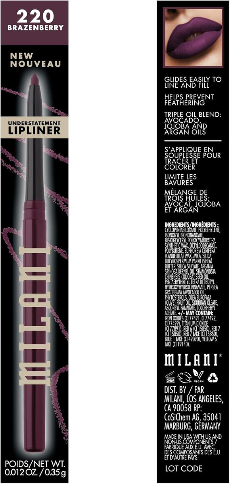 Milani Understatement Lipliner 220, Brazenberry,