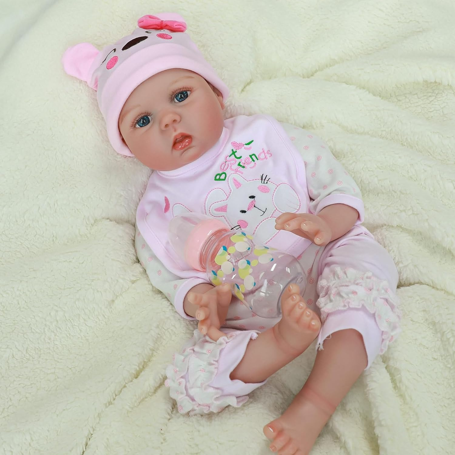 Reborn Baby Doll Girl, 22 Inch Soft Weighted Body, Cute Lifelike Handmade Silicone Doll - Olivia image number 3