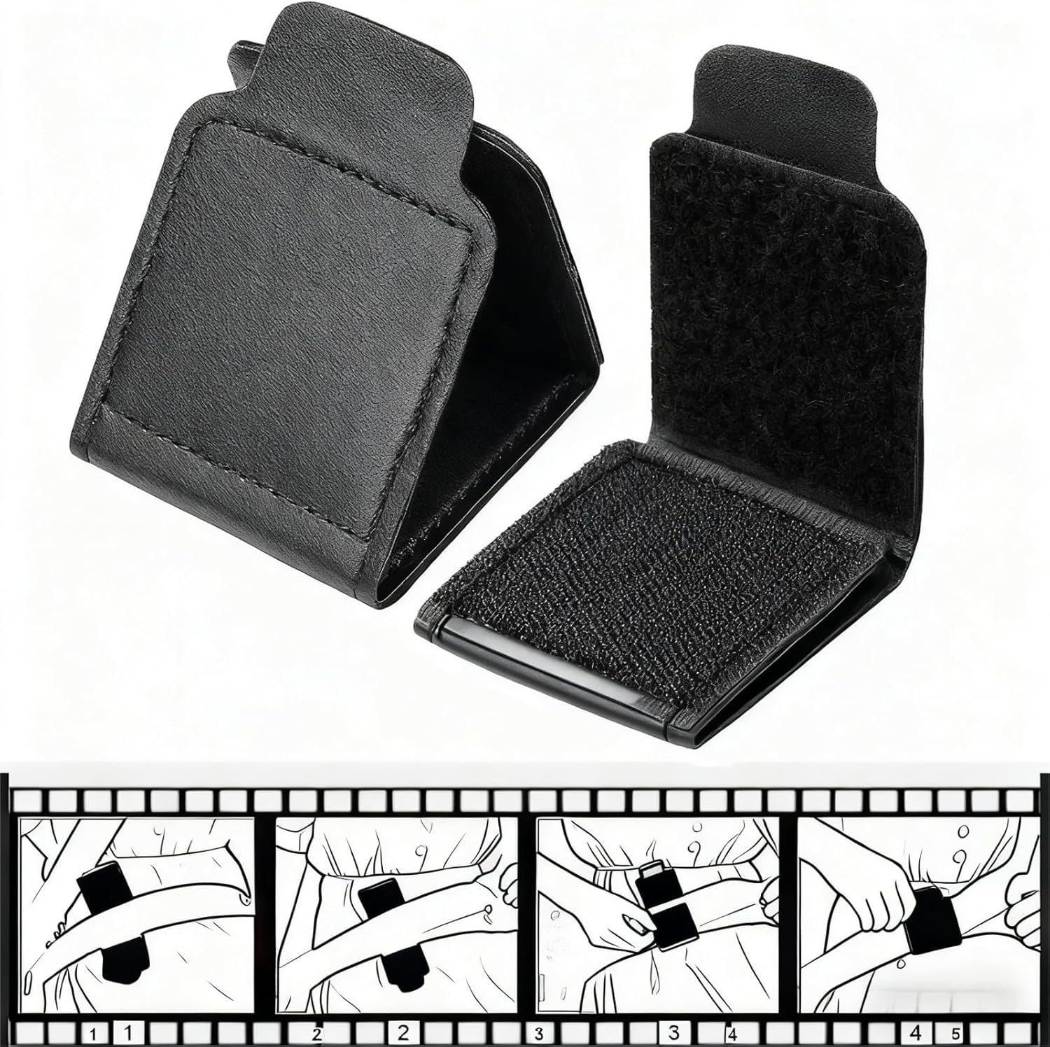 4PCS Car Seat Belt Adjuster,Leather Shoulder Strap Positioner,Protective Safety Strap Adjuster Pad for Kids Adults (Black) image number 4