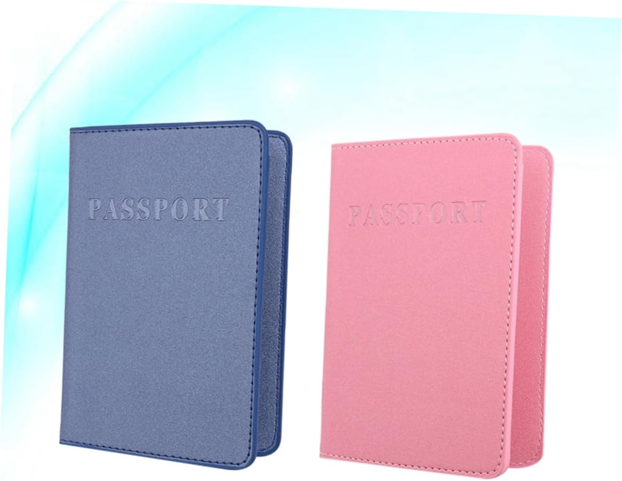 SOESFOUFU 2Pcs Multi-Functional RFID Passport Holder Pouch Magnetic Closure Dull Polish Pu Leather Travel Pouch