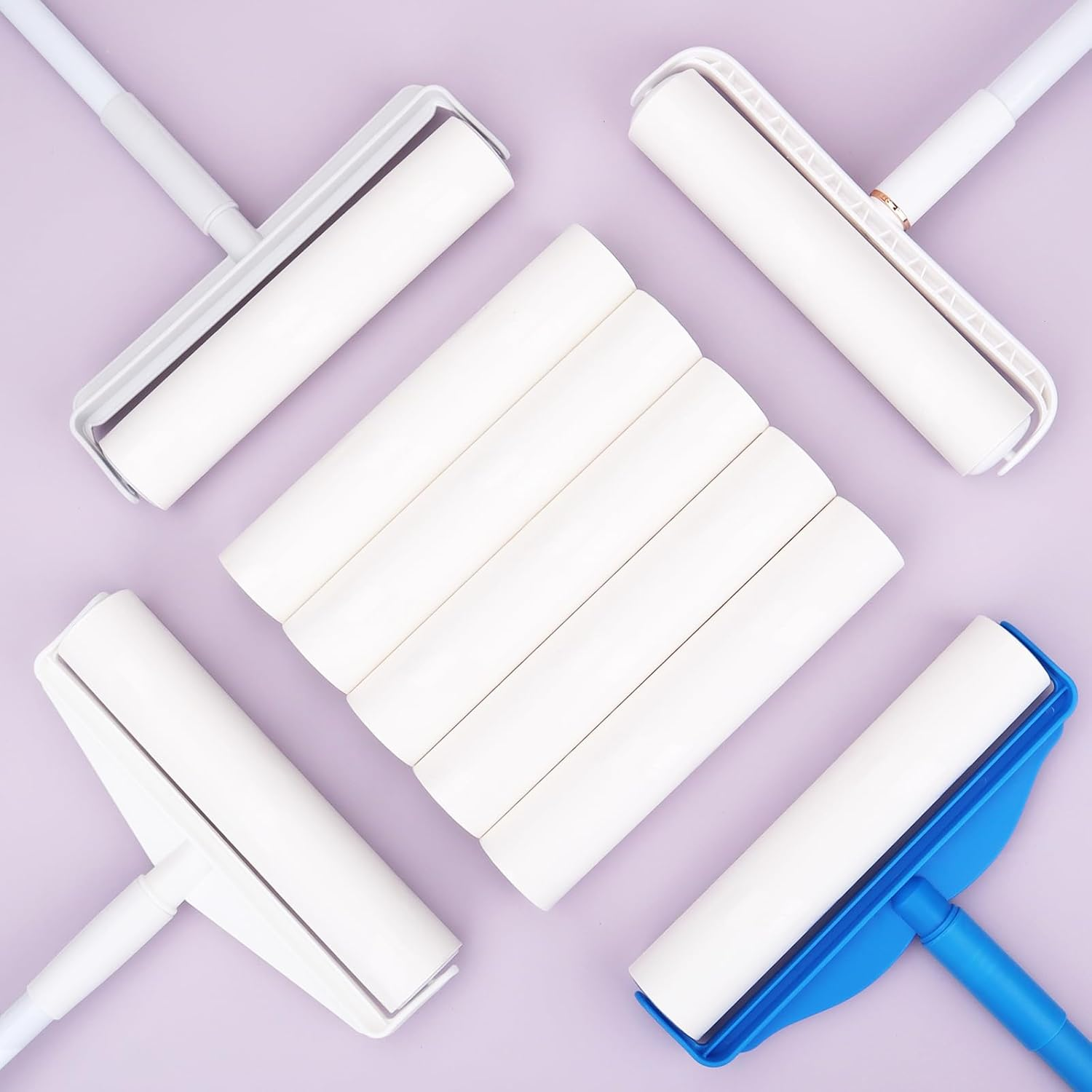 9.45 Inch Lint Roller Refills Only, Large Floor Lint Remover Roller Refills for Pet Hair, Extra Sticky 5 Rolls Total 300 Sticky Sheets