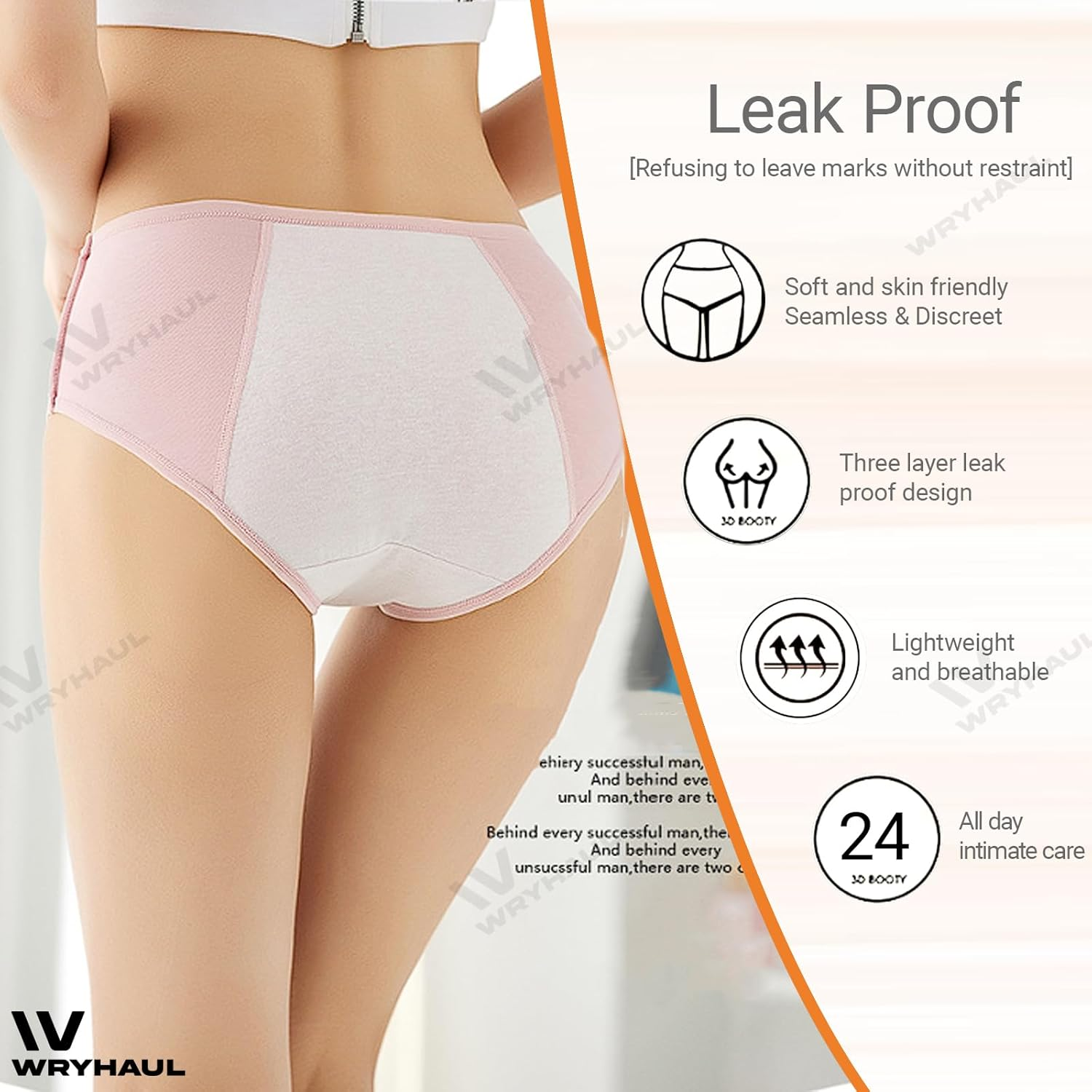 Pinknate Panties Leak Proof, Sleekhip - Leakproof High-Waist Tummy-Control Butt-Lifting Panties, Leakproof Ladies Underwear Washable image number 6