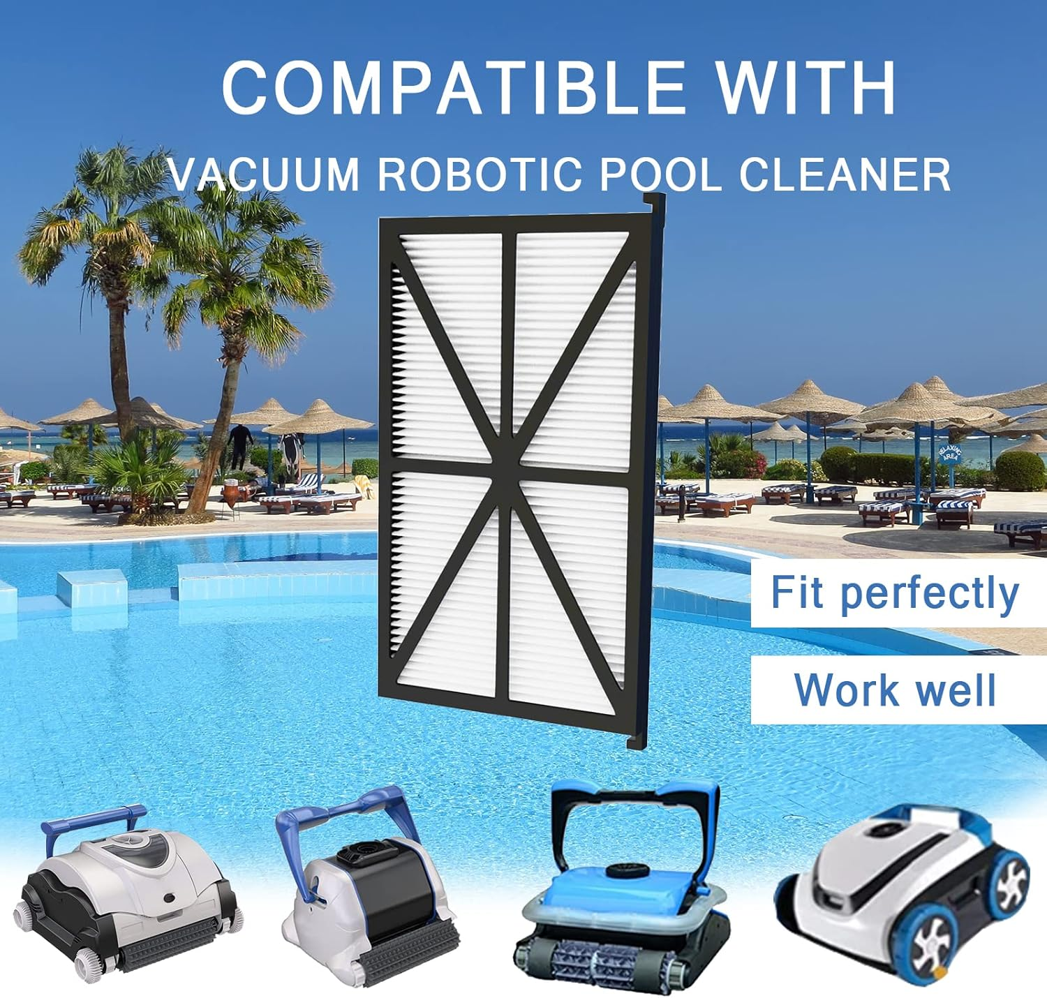 Paopaowoniu RCX70101PAK2 Robotic Pool Filter Compatible with Hayward Tigershark, Tiger Shark QC, Sharkvac, Shark Vac XL, Aqua Vac, Replacement Robotic Pool Cleaner Filter Cartridges (2 Pack) image number 3