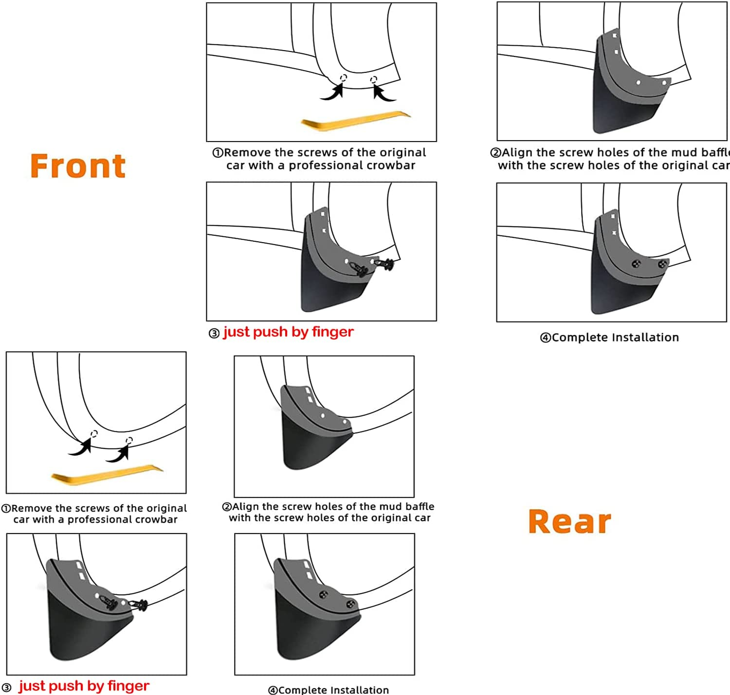 Mud Flaps Splash Guards Compatible with Tesla Model Y Accessories,No Drilling Required, Compatible with 2021 2022 2023 2024 Model Y, All Weather Upgraded Version Front and Rear Mud Flaps, Set of 4 image number 5