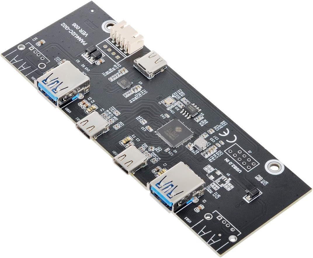 Xiwai USB-C & USB 3.0 HUB 4 Ports Front Panel to Motherboard 20-Pin Connection Cable for 5.25 Inch CD-ROM Bay image number 1