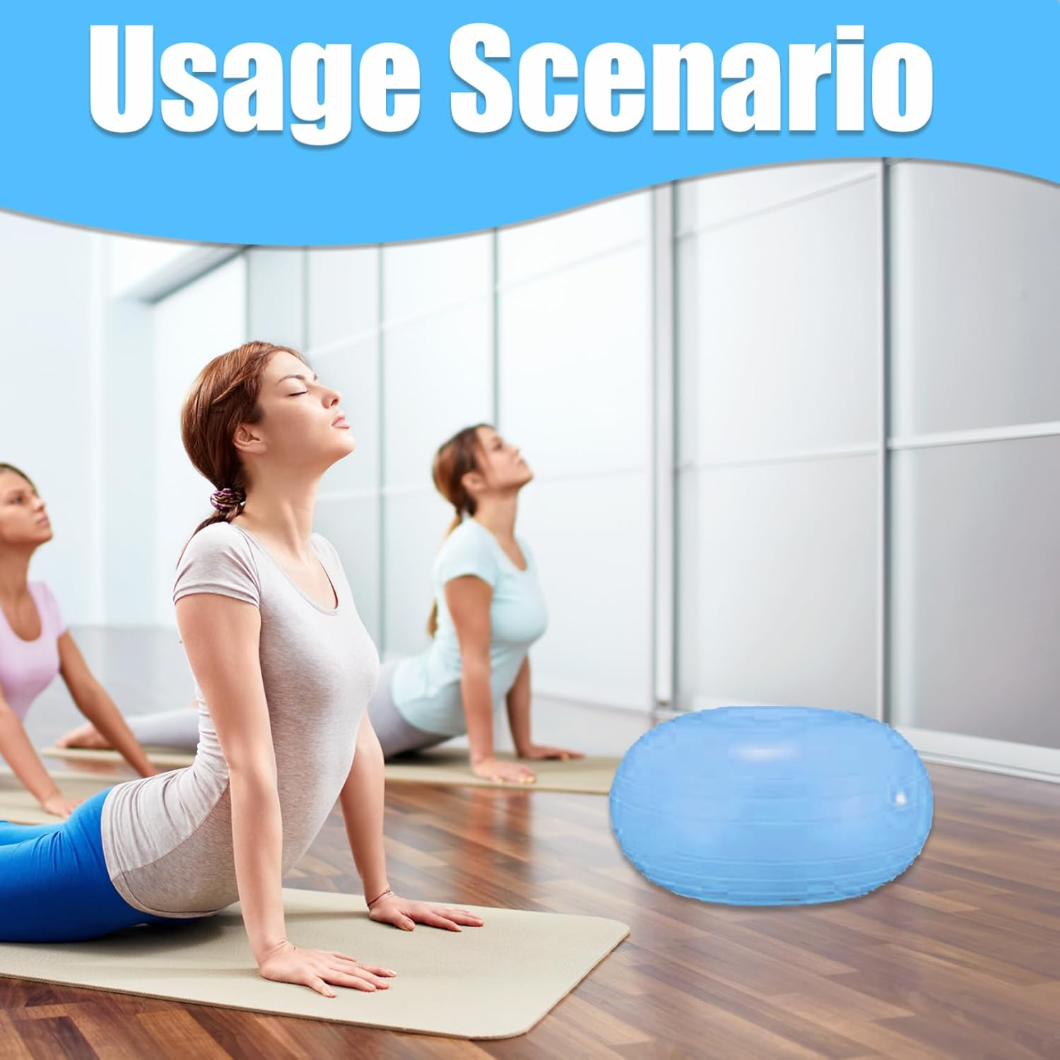 20 Inch Fitness Ball Inflatable Doughnut Exercise Stability Ball Anti-Burst Donut with Inflator Blue image number 5