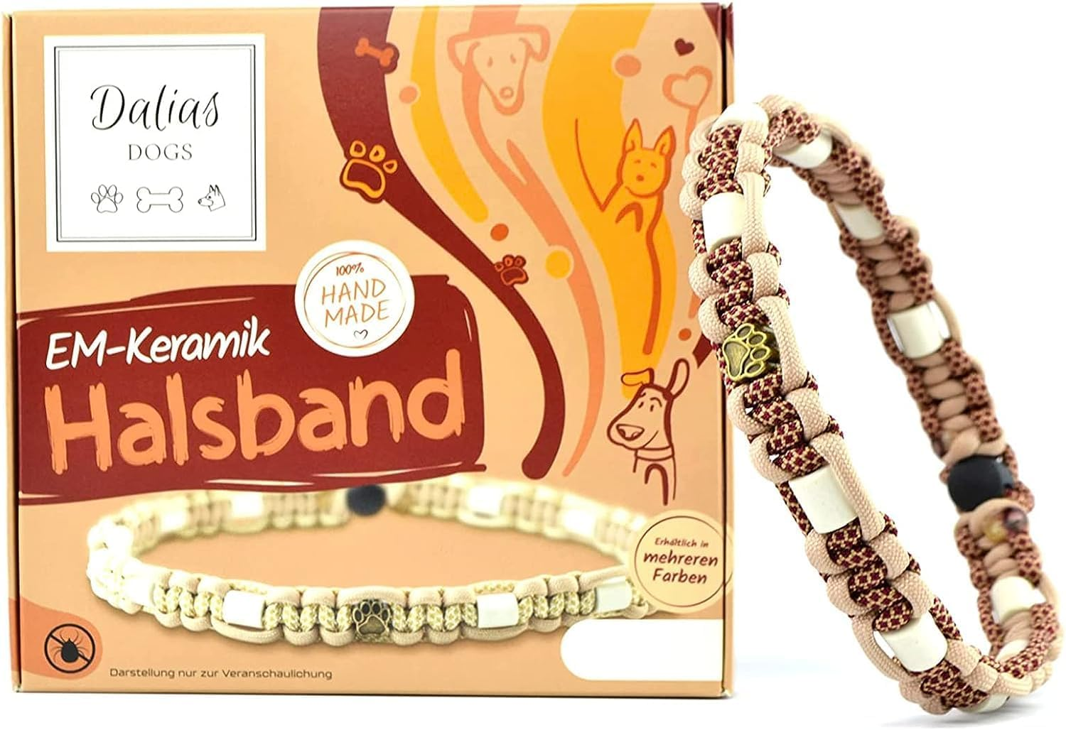 EM Ceramic Collar for Dogs & Cats - Made to Measure EM Band Original US Paracord (21-30 Cm, Bordeaux Red) image number 1