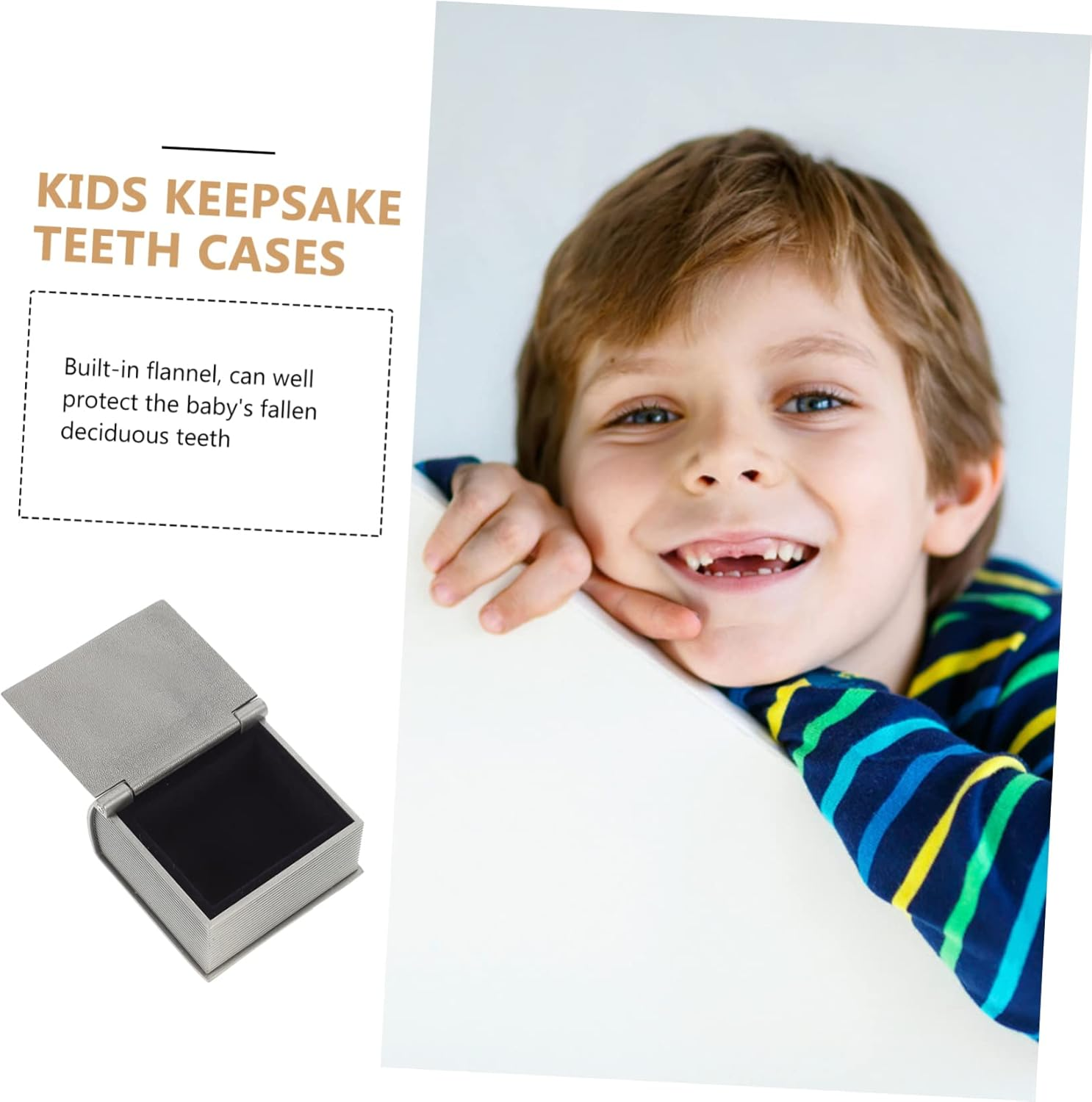 Kisangel 2Pcs Metal First Tooth Storage Boxes for Boy Girl Keepsake Curl Cases as Tooth Fairy Box and Keepsakes