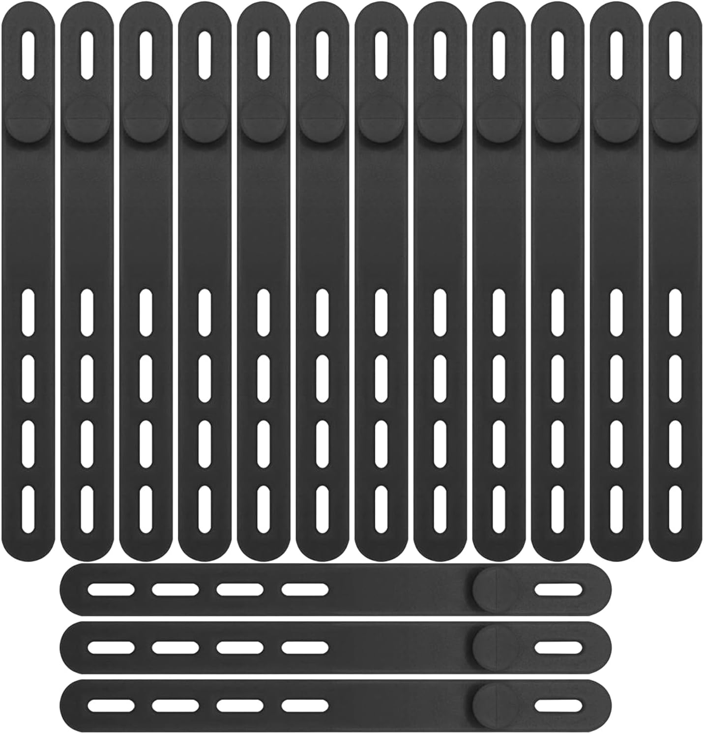 JZS 15PACK Silicone Cable Ties - Reusable, Washable, Adjustable for Cable Management