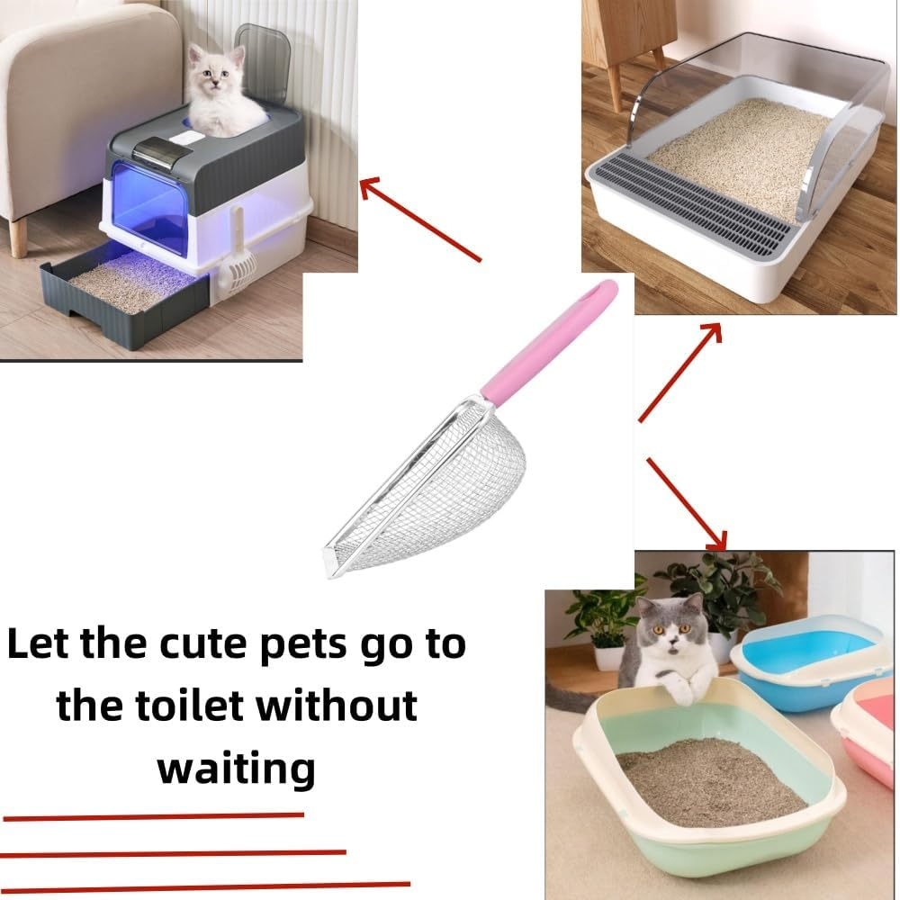 Jindizi Stainless Steel Reptile Sand Substrate Scoop, 1Pc, Pink, 26.5X9.8Cm/10.43X3.86Inch, Cat Litter Scoop, Reptile Sand Substrate image number 4