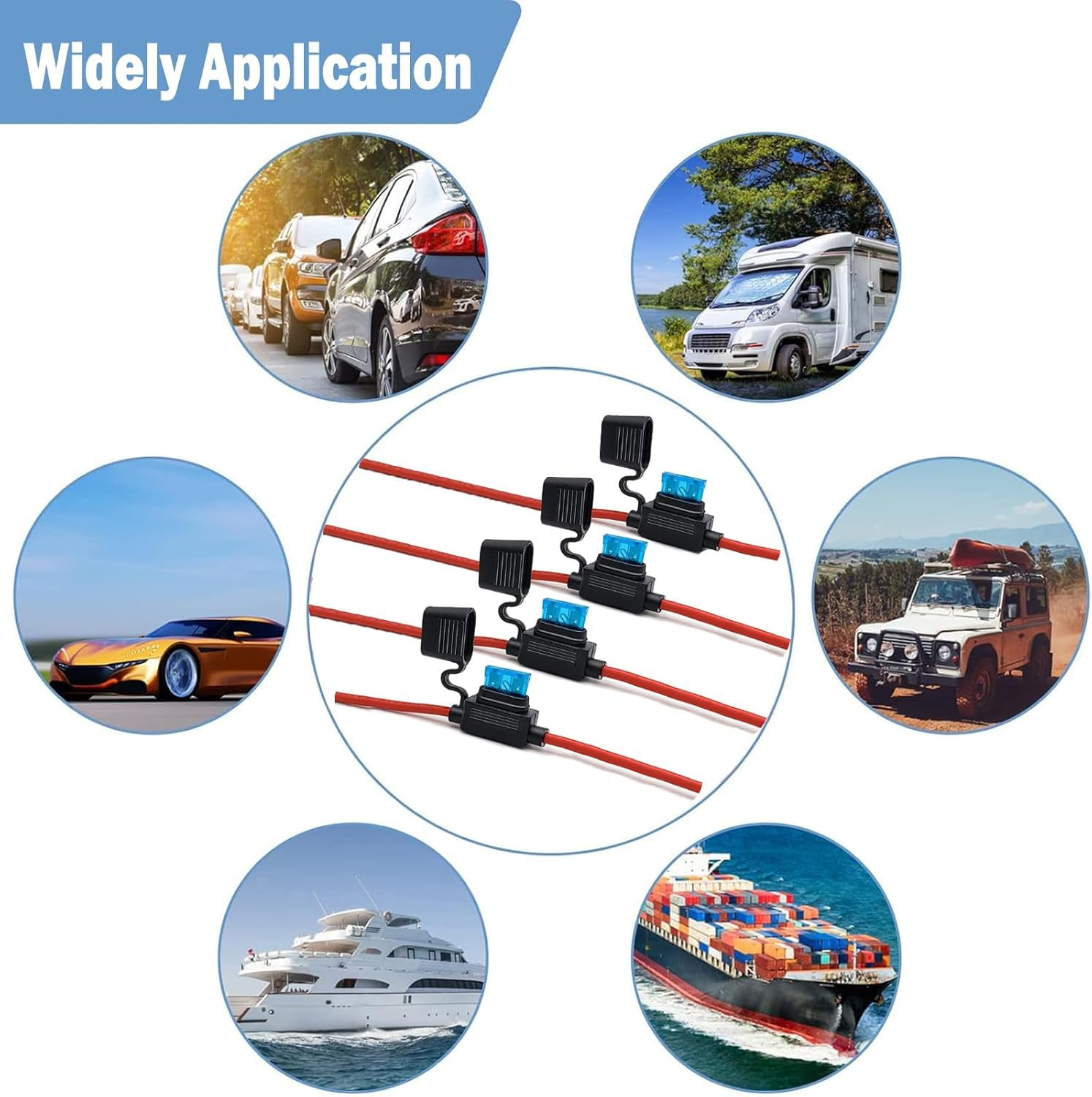 10 AWG Waterproof Fuse Holde ，Fuse Holder ATC/ATO, 4 Packs In-Line Automotive Blade Fuse Holder with 24PCS Standard Car Fuses, （15A 20A 25A 30A 35A 40A） Automotive Replacement Fuses image number 2