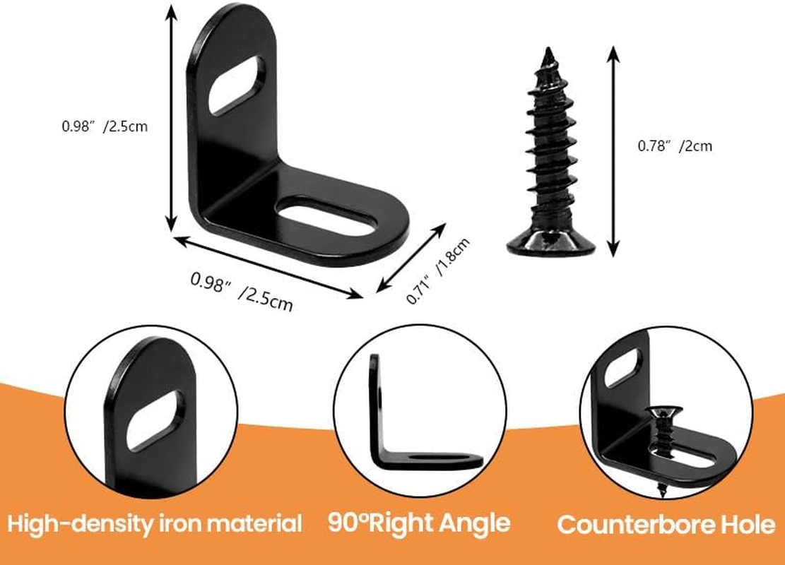 KUMGROT 20 Pcs Adjustable Wood Table Top Expansion Bracket Corner L Brackets Clips Fastener Connector Woodworking Fasteners Hardware Right Angle Corner Brace, Black image number 1