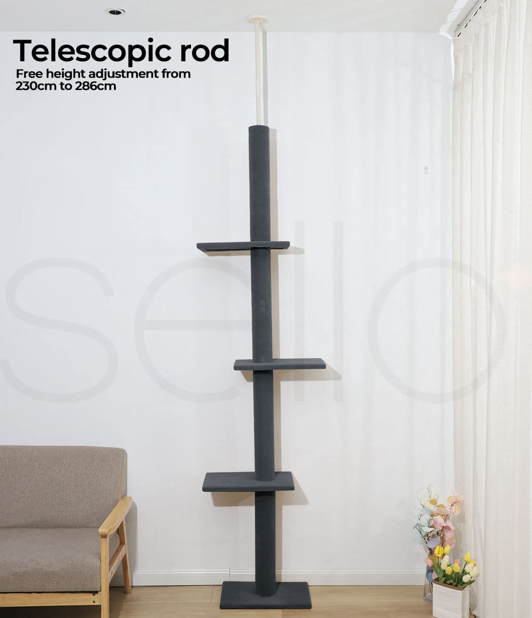 Pawz Scratching Post Furniture Condo Tower House High Ceiling Cat Tree Scratcher, Black - Brown image number 6