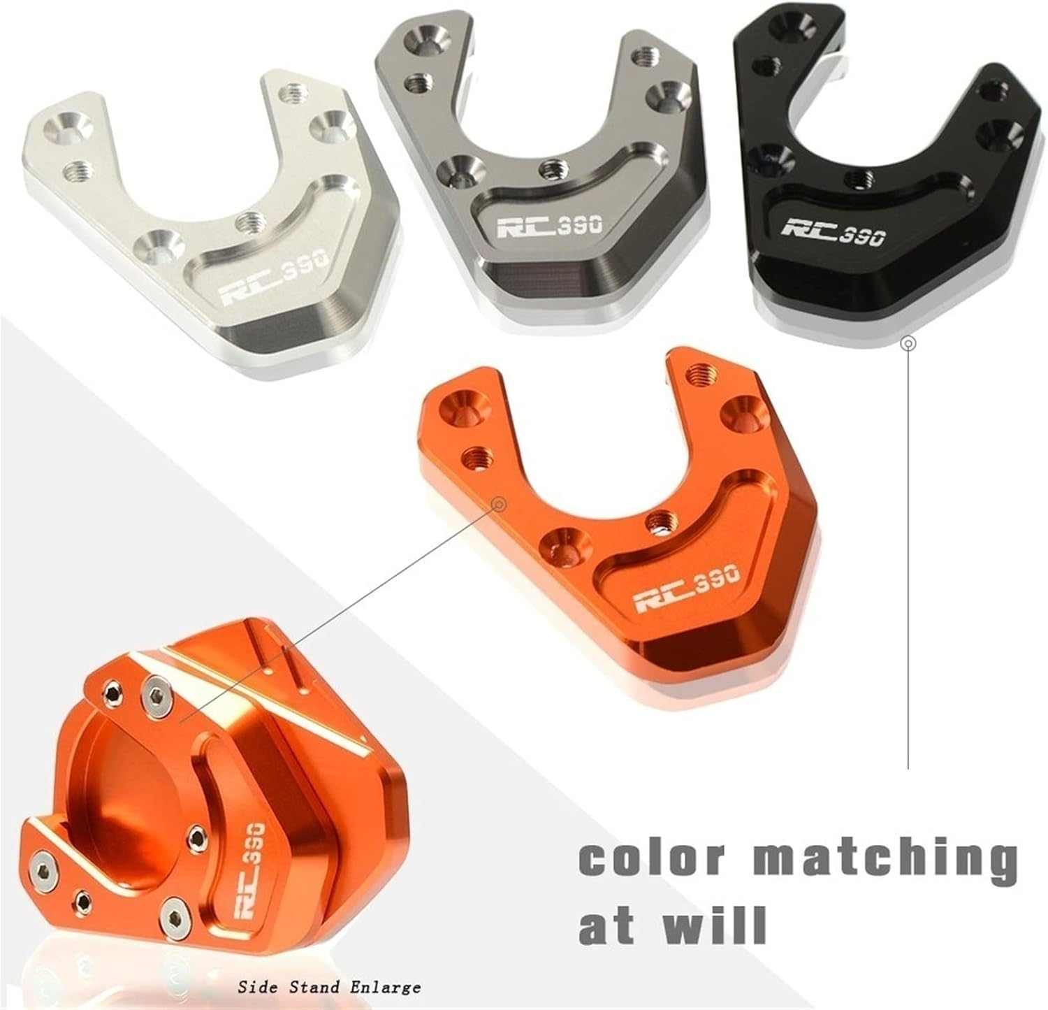 Motorbike Side Kickstand Pad for RC 125 2014 2015 2016 2017 2018 Motorcycle Accessories Stand Side Stand Extend Kickstand Footrest (Color : 12, Size : RC125) image number 4