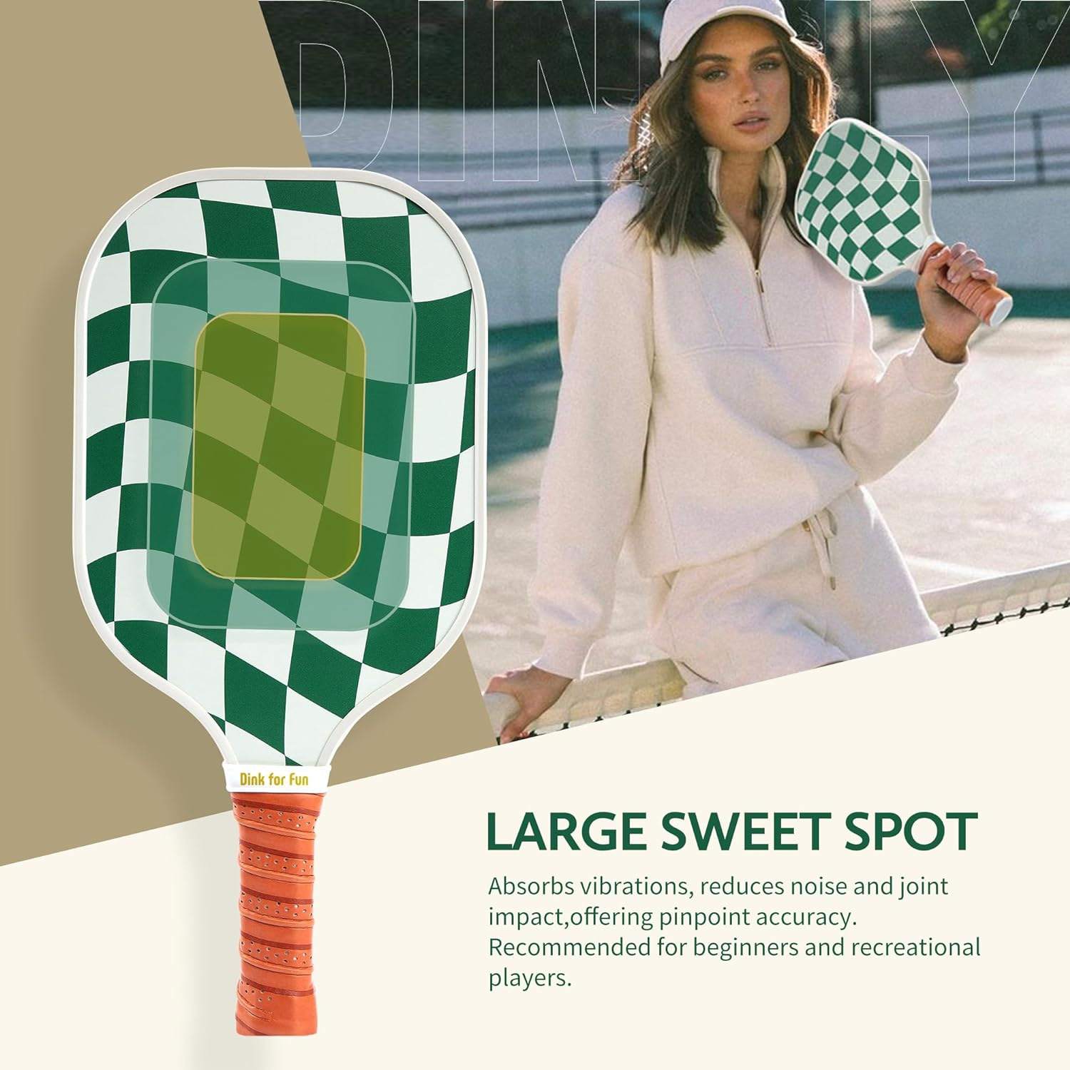 Dinkly Pickleball Paddles Set of 2 - USAPA Approved Graphite Pickleball Racket, 2 Pickleball Rackets, 4 Balls and 1 Portable Carry Bag, Aesthetic Pickle Ball Set for Men Women Beginners image number 6