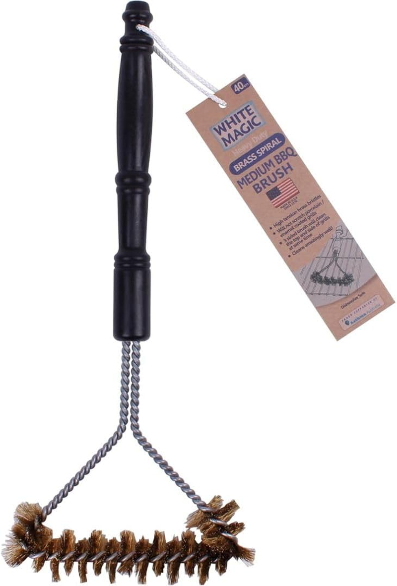 White Magic Medium Brass Spiral BBQ Brush &ndash; 40Cm, Dual-Bristle Design for Thorough Cleaning, Brass Bristles for Scratch-Free Use, Ergonomic Handle, Durable for Gas, Charcoal & Electric Grills image number 4