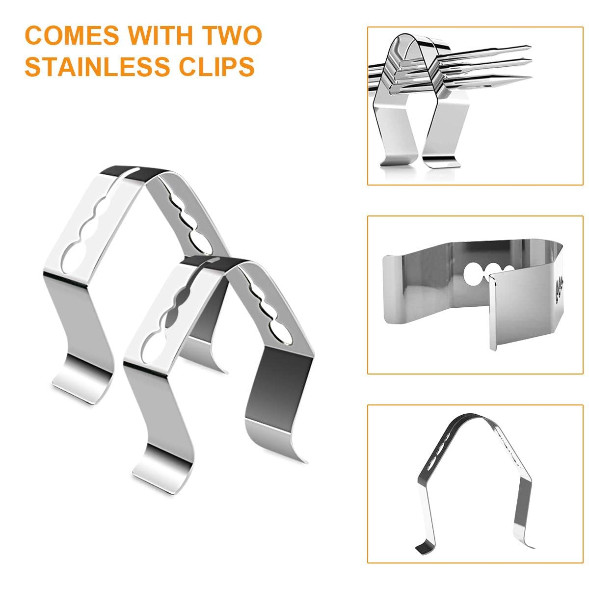 2 Pack Replacement Part for Camp Chef Meat Probes, Smoker Grill Temeprature Sensor, Pellet Grills Accessories with Stainless Steel Probe Clip 2Pc