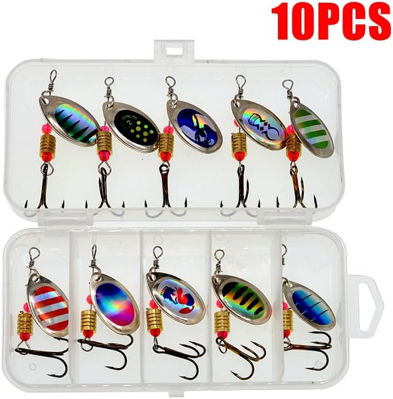 AIMALL 10/16PCS Fishing Lure Spinners Bait Spoon Set with Portable Tackle Box &ndash; Assorted Trout and Bass Fishing Tackle Kit for Freshwater and Saltwater image number 4