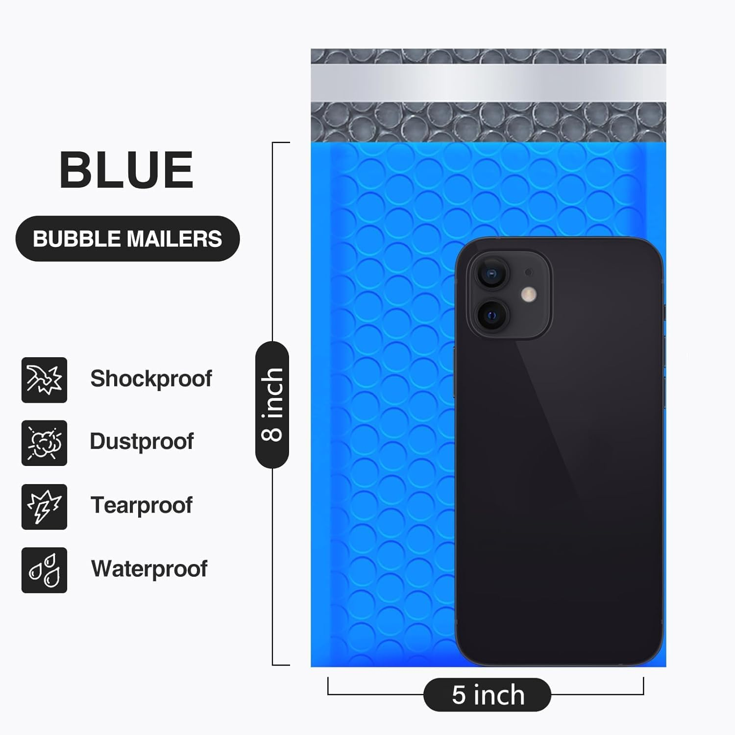 5X9 Inch Blue 50 Pack Usable Size Small Business Mailing Packages Opaque Self Seal Adhesive Waterproof Boutique Shipping Bags for Jewelry Makeup Supplies image number 3