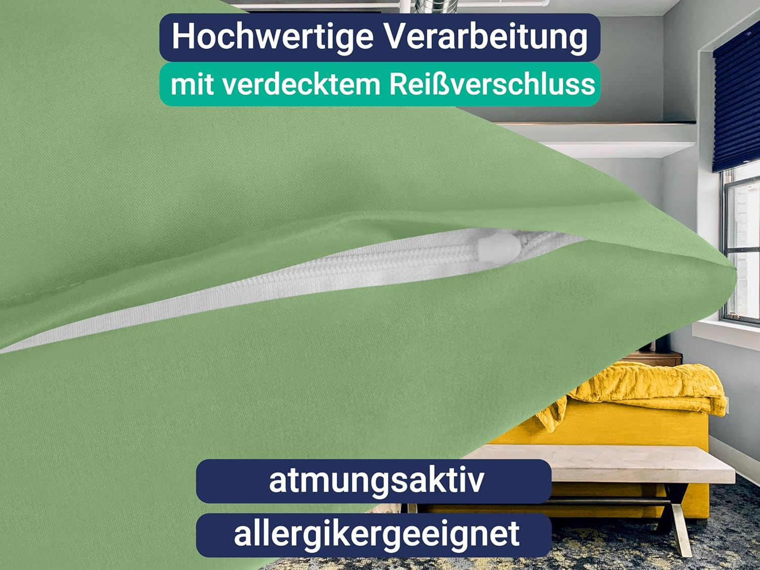 Marie&acute;S Home Bed Linen 135 X 200 Cm and 80 X 80 Cm 2-Piece Set 1613.2353, Sage image number 4