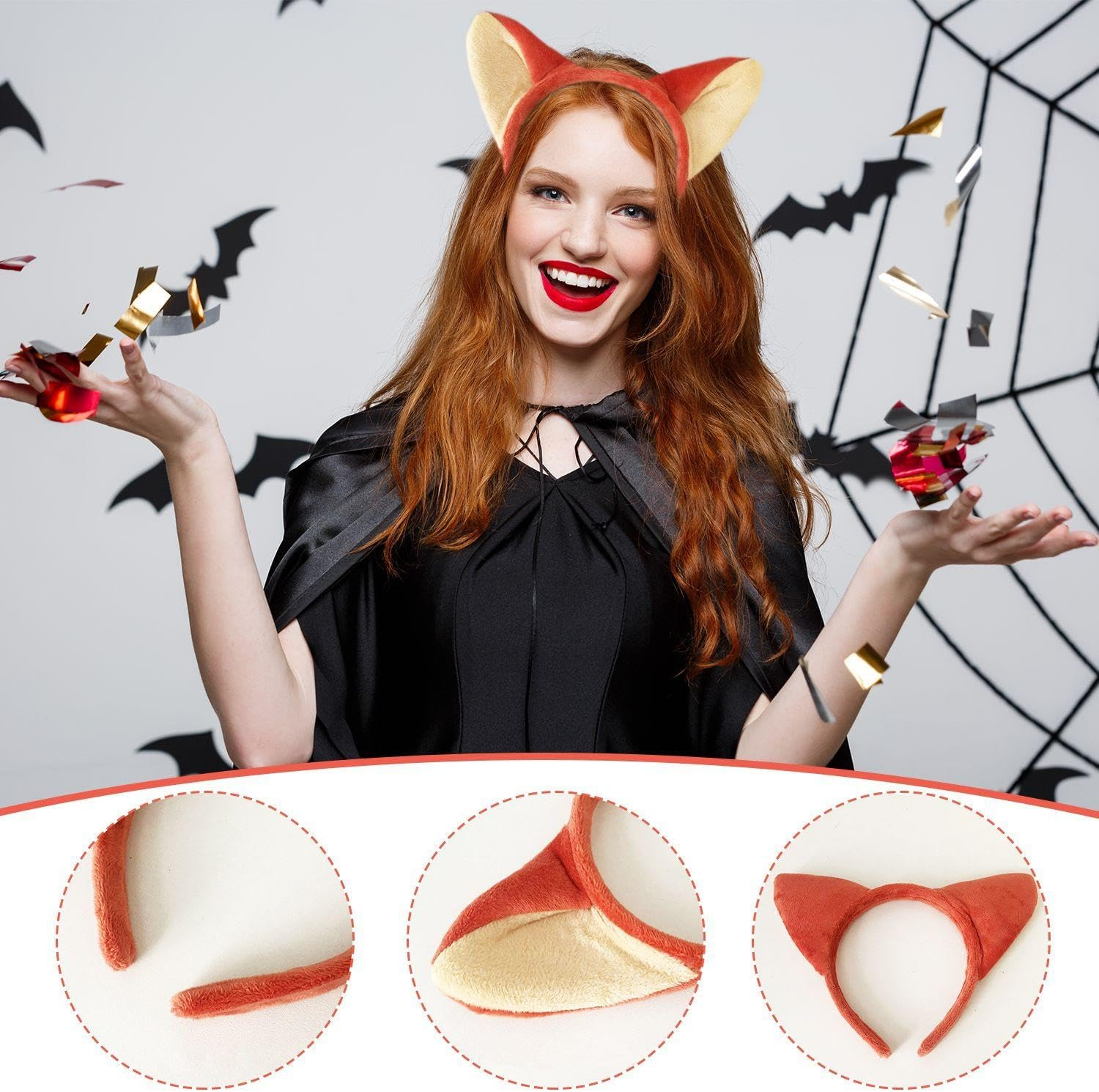 Pack of 3 Fox Ear Headbands, Headbands for Women, Creative Animal Ear Headbands, Cute Plush Headwear, Clothing Decoration image number 5