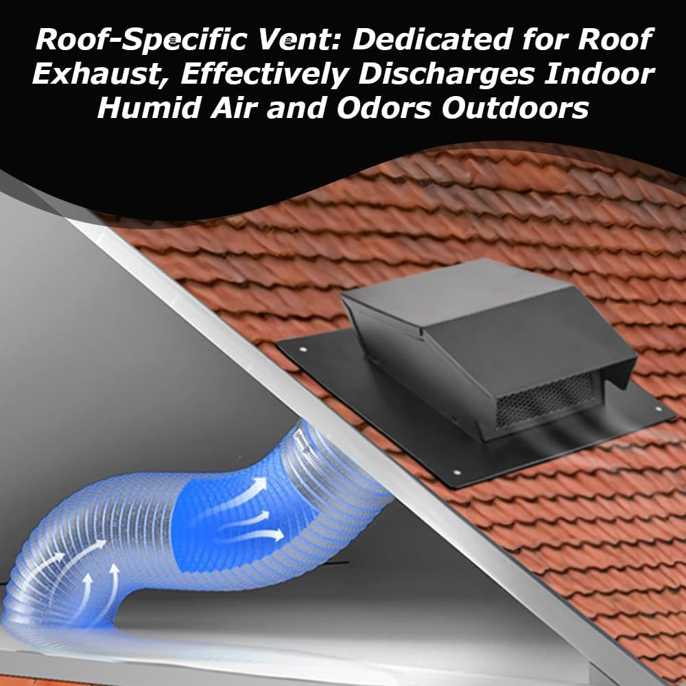 Roof Vent Cap,4 Inch Roof Exhaust Vent,Removable Roofs Vent,Rainproof and Snowproof,For Ventilation System-With Damper image number 2