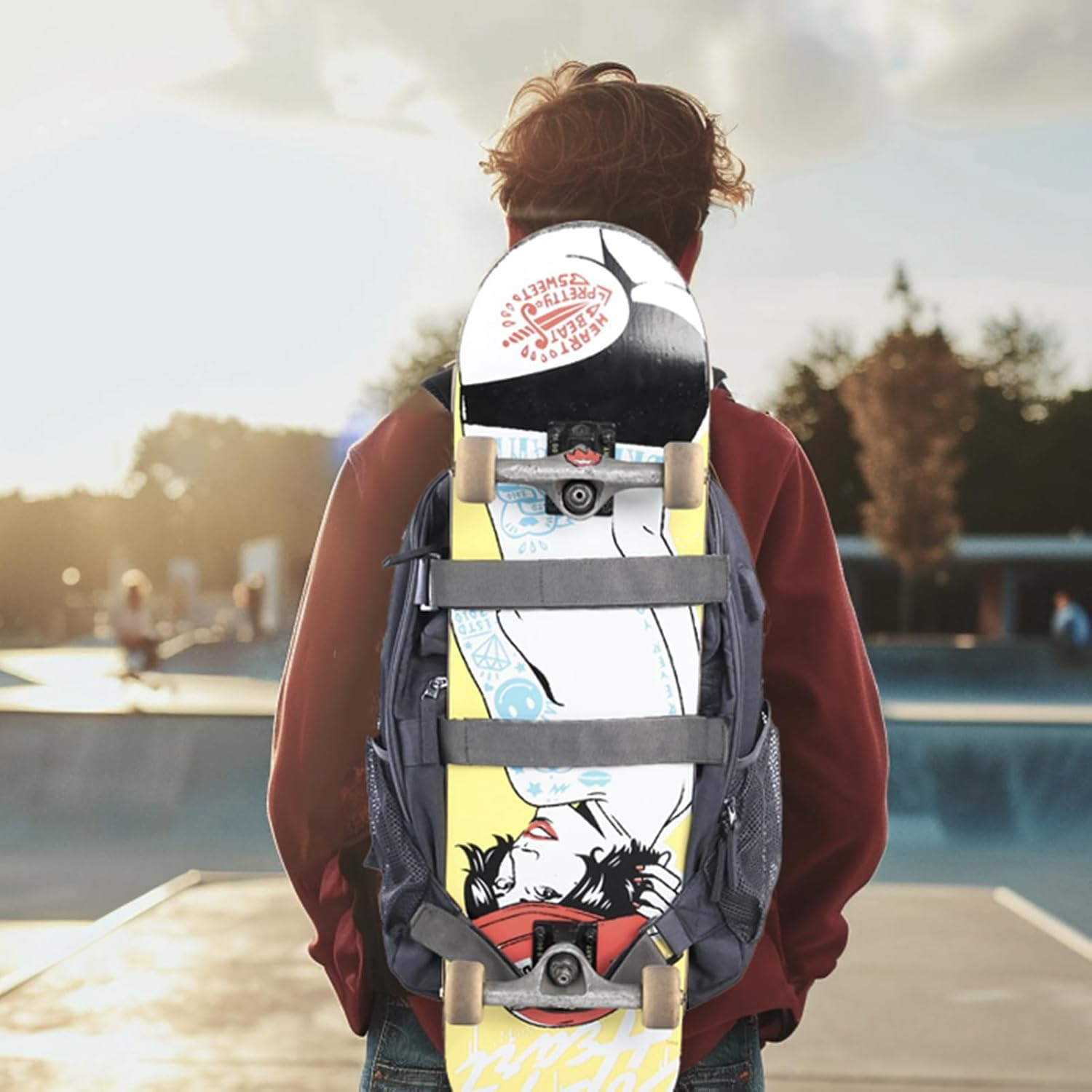 Skateboard Backpack, Large Skateboard Bag for Men and Women Laptop Bag with USB Port, for Skateboarding, College, Travel image number 3