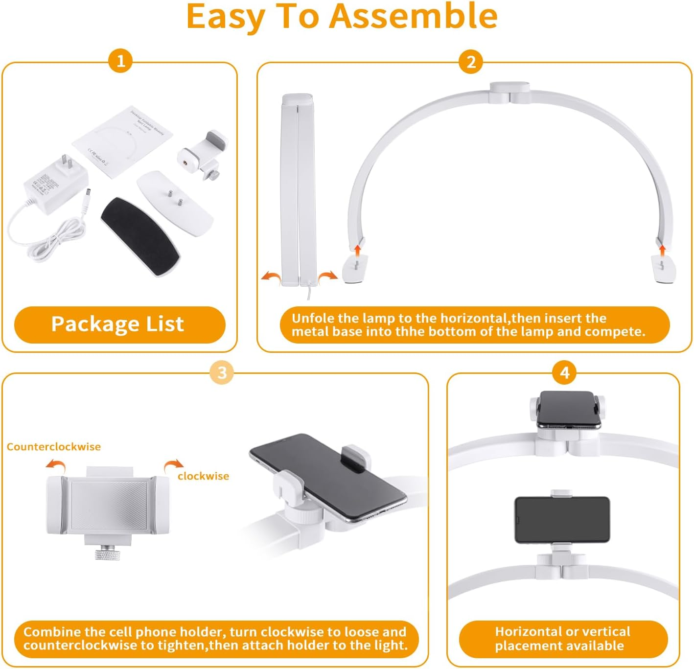 Half Moon Light for Nail Desk,29In Half Moon Lamp with Phone Holder,3000-6000K Half Moon Lamp Perfect LED Machine Light,Nail Light,Lash Light for Table (White) image number 5