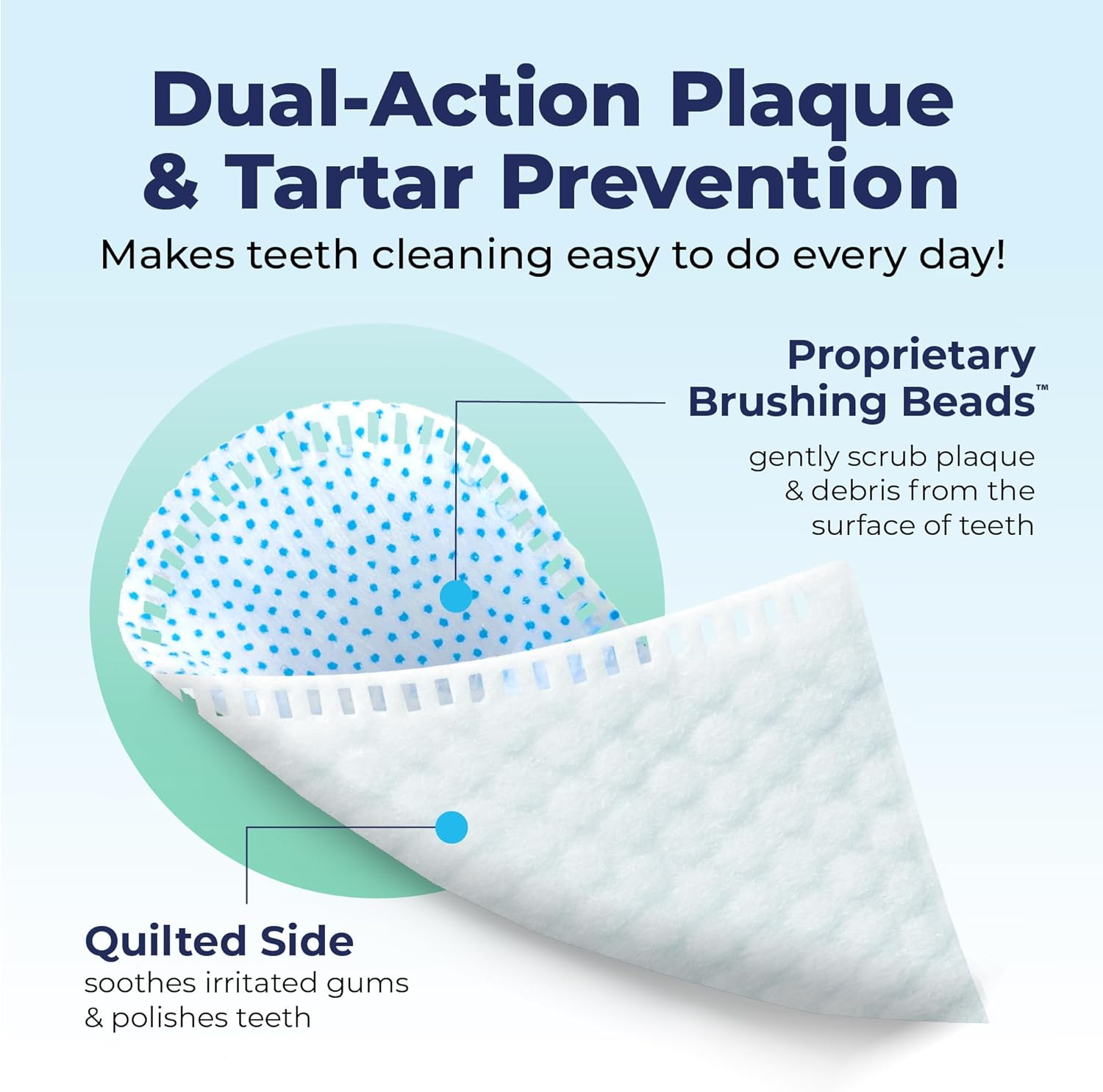 Vetnique Dentabliss - Dog Teeth Cleaning Finger Mitt Dental Wipe - Dog Plaque and Tartar Prevention with Brushing Beads - Convenient Peppermint Dog Teeth Wipes, Dog Breath Freshener image number 3