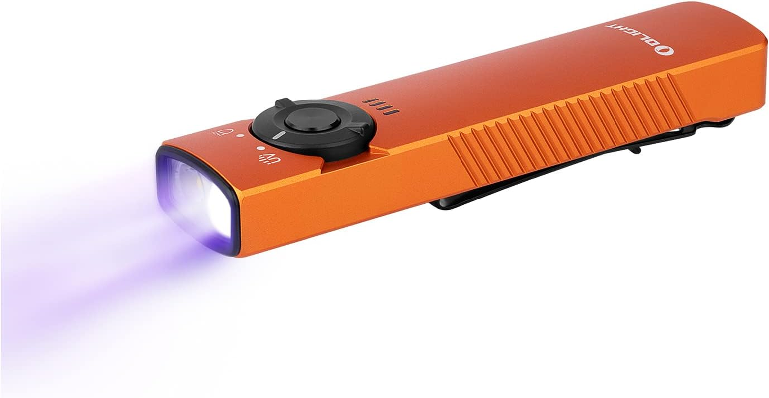OLIGHT Arkfeld UV EDC Rechargeable Torch with Dual Light Source, White and UV, 1000 Lumens, 85 Metres, for Daily Lighting and Spot Detection (Black Neutral White)