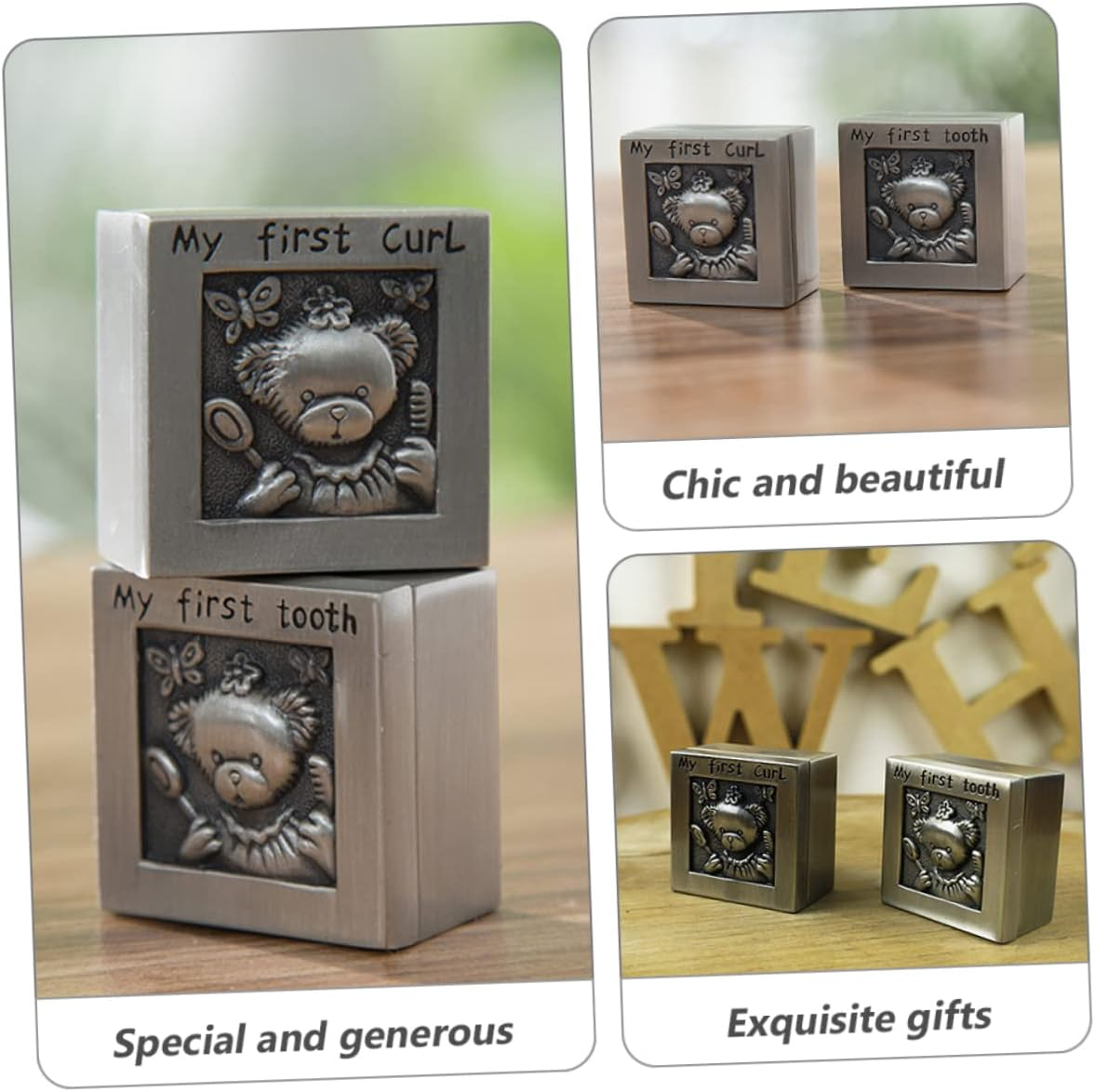 ERINGOGO Teeth Collection Box Metal Keepsake Organizer for Milestone Memories Tooth Holder Case Keepsake Box Memory image number 3