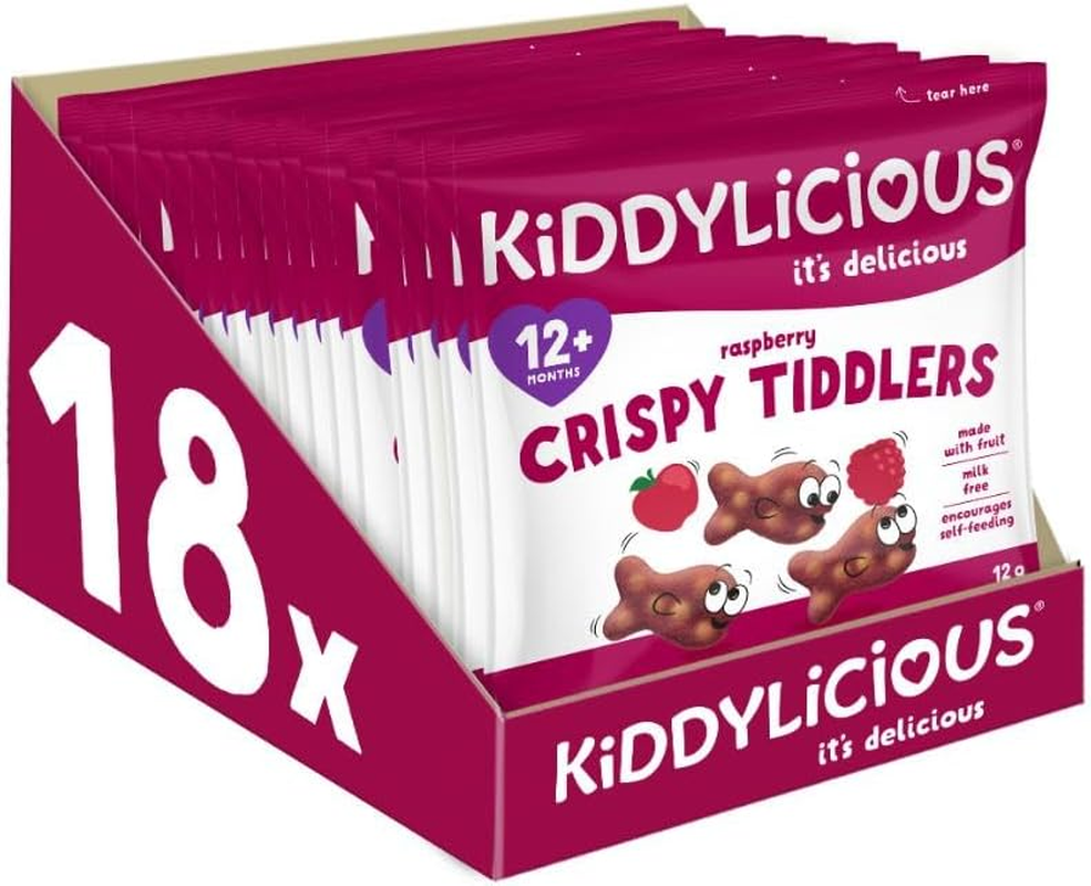 Kiddylicious - Crispy Tiddlers Raspberry - Delicious Snacks for Babies - Suitable for 12+ Months - 12G image number 3
