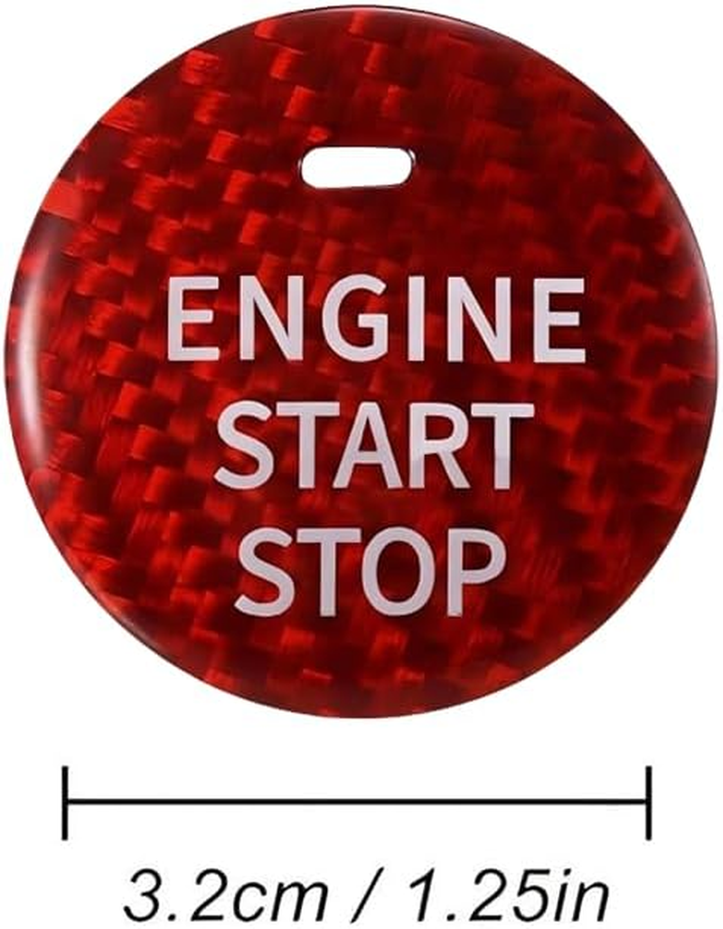 Auto Engine Start Stop Button,Power Ignition Switch Button Cover Sticker Decoration Trim, Red Real Carbon Fiber, Compatible with Mazda 3 6 CX-3 CX-5 CX-9 MX-5 image number 3