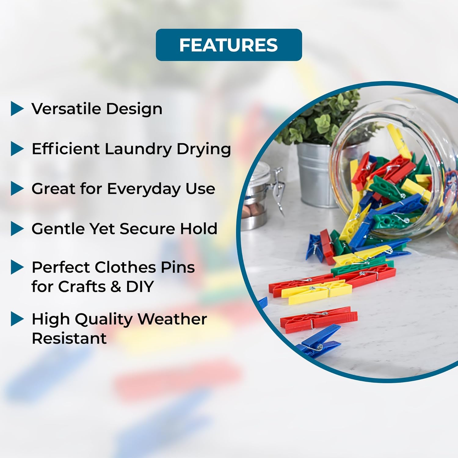 Honey-Can-Do DRY-01410 Plastic Clothespins, 50-Pack image number 5