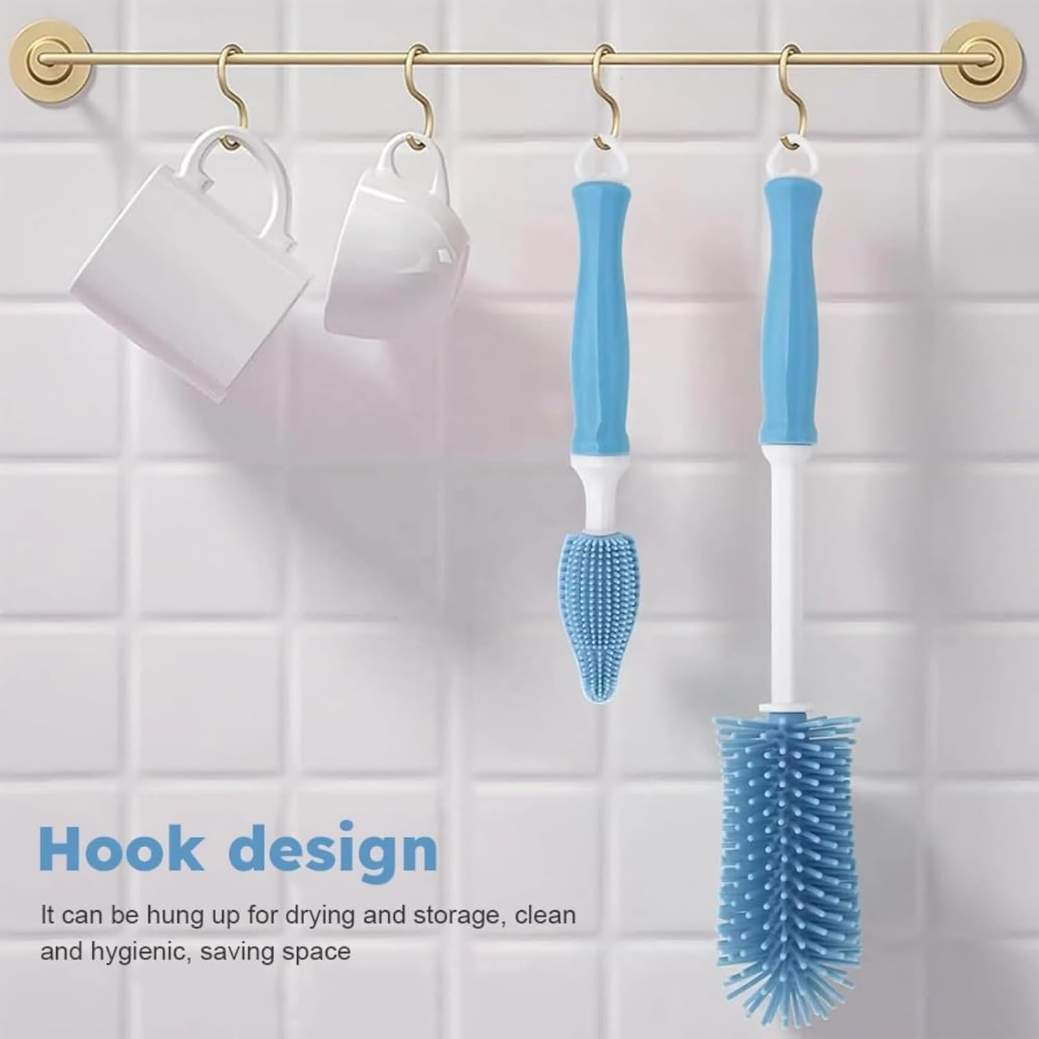 RODISHOMM Silicone Baby Bottle Brush Set, Long Handle Bottle Cleaner for Baby Bottles, Tea Strainers, Glasses & Small Opening Bottles image number 2