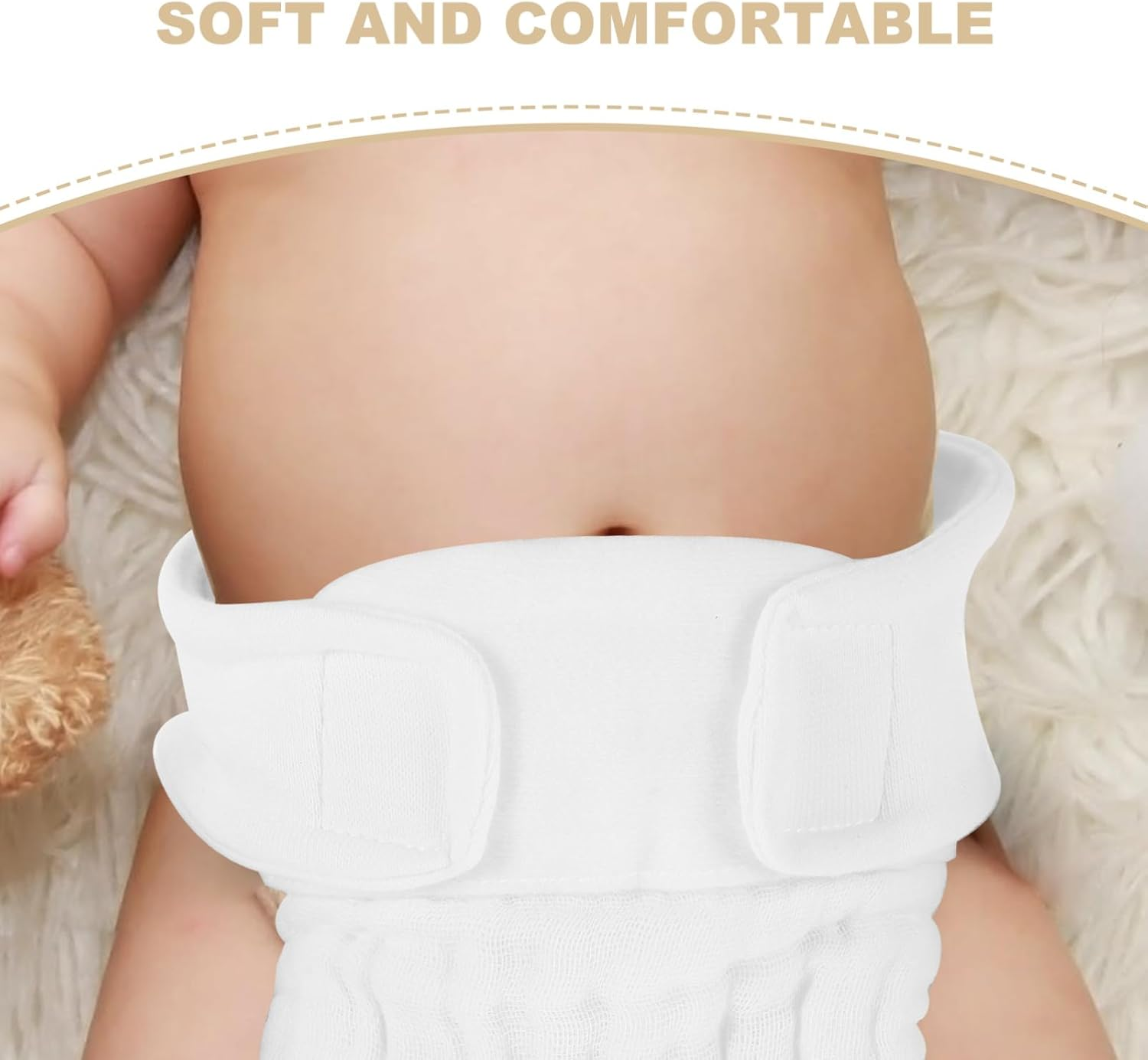 3Pcs Newborn Cotton Diapers Organic Diaper Pants Washable Cloth for Boys Girls Nappy image number 3