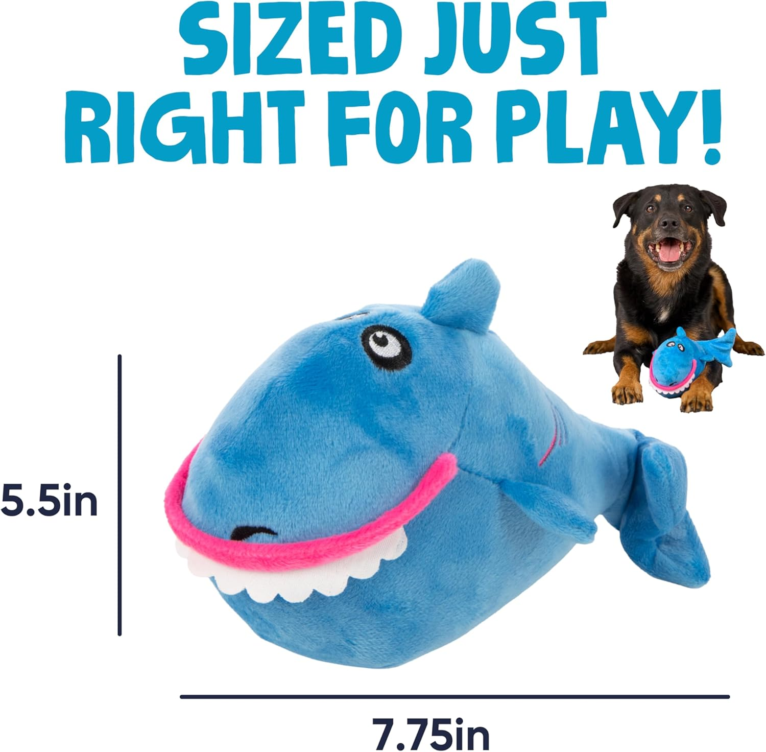Godog, Action Plush Shark, Animated Squeaker Dog Toy, Bite-Activated Motion, Chew Resistant + Reinforced Seams image number 4