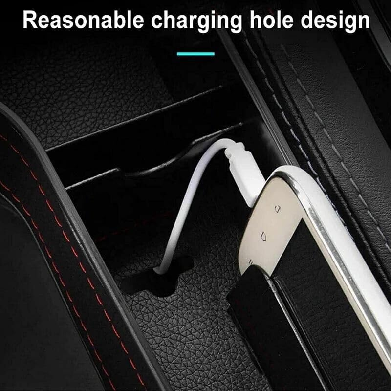 2PCS Car Seat Gap Slit Storage Organiser PU Leather Storage Box Phone Bottle Holder- Enhance Vehicle Organization & Prevent Item Slips - Black image number 3