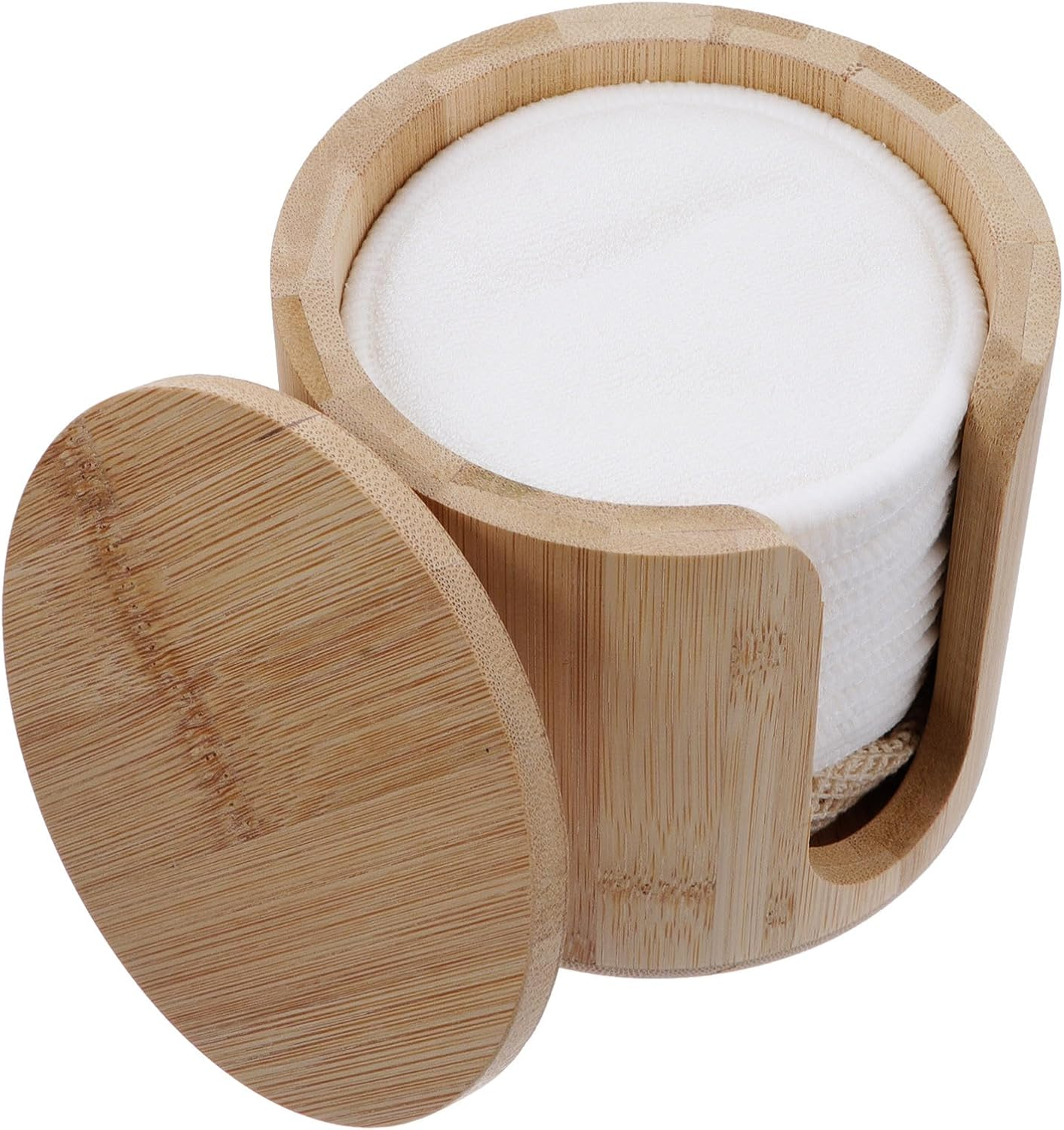 TOVINANNA Reusable Bamboo Fiber Makeup Remover Pads Set, Deep Cleansing round Face Puff for All Skin Types, Soft Eco-Friendly Cotton Pads with Storage Jar, Washable Facial Cleaning Rounds for Makeup Removal image number 2