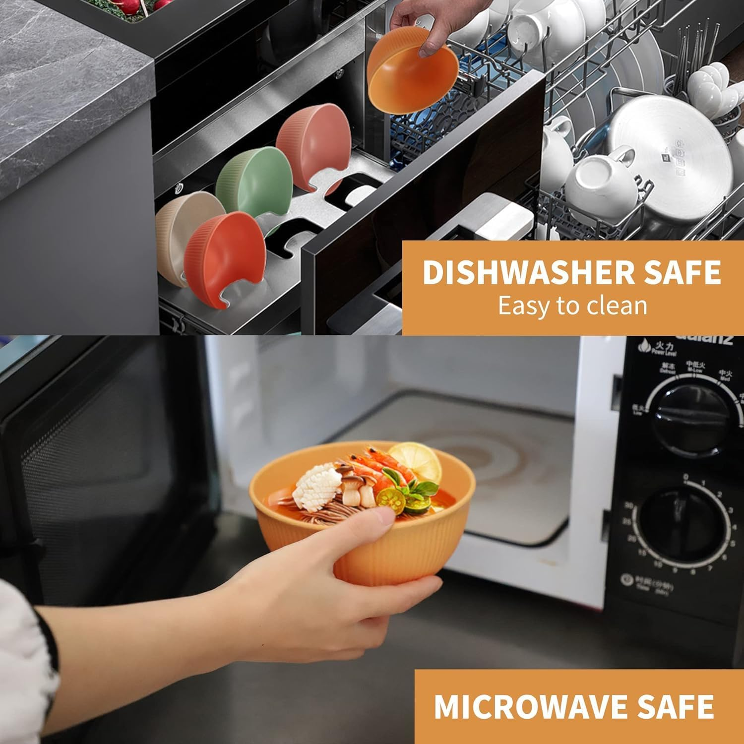 Wheat Straw Dinnerware Sets for 6, 42 Pcs Lightweight & Unbreakable Dishes, Microwave & Dishwasher Safe, Eco Friendly, for Camping, Picnic, RV, Dorm, Apartment,Plates, Cups and Bowls for Kids & Adults image number 3