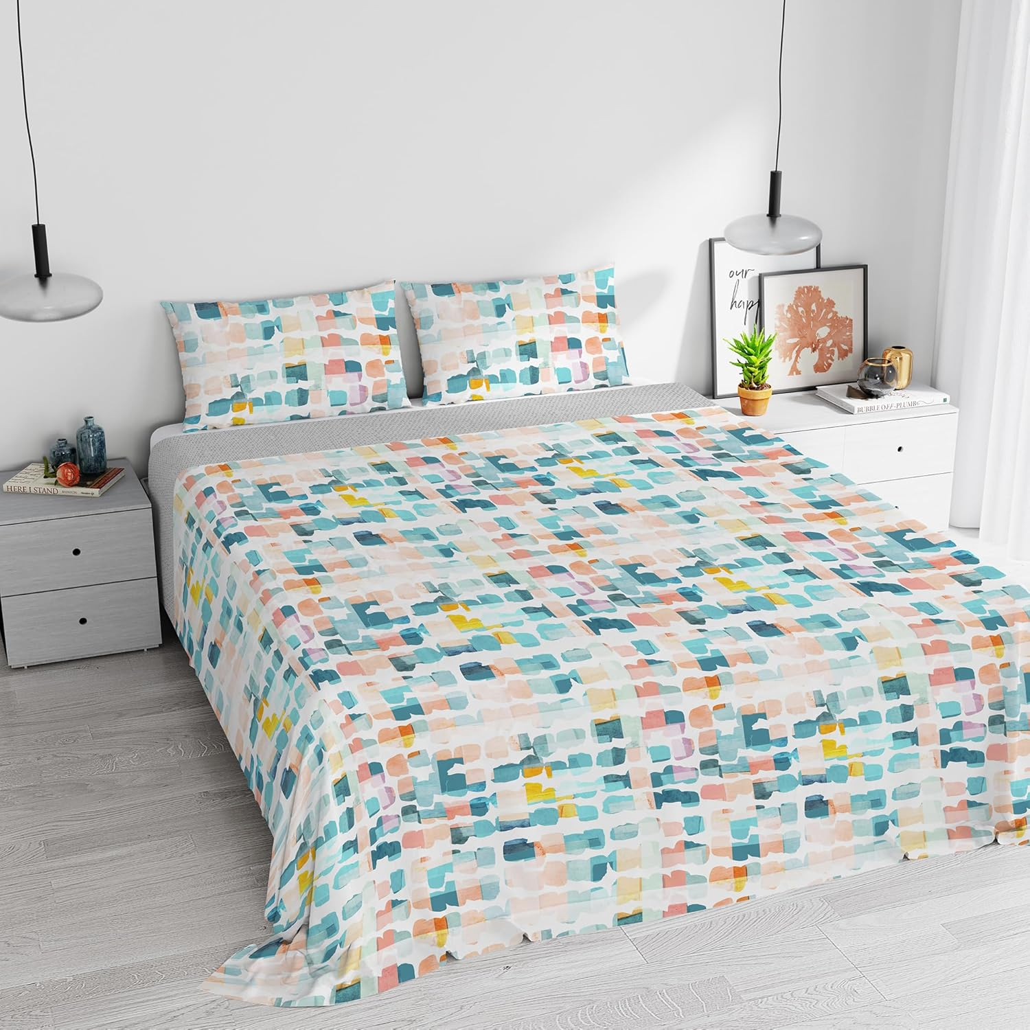 Watercolor Duvet Cover Set Cotton 06 Double - 1 image number 4