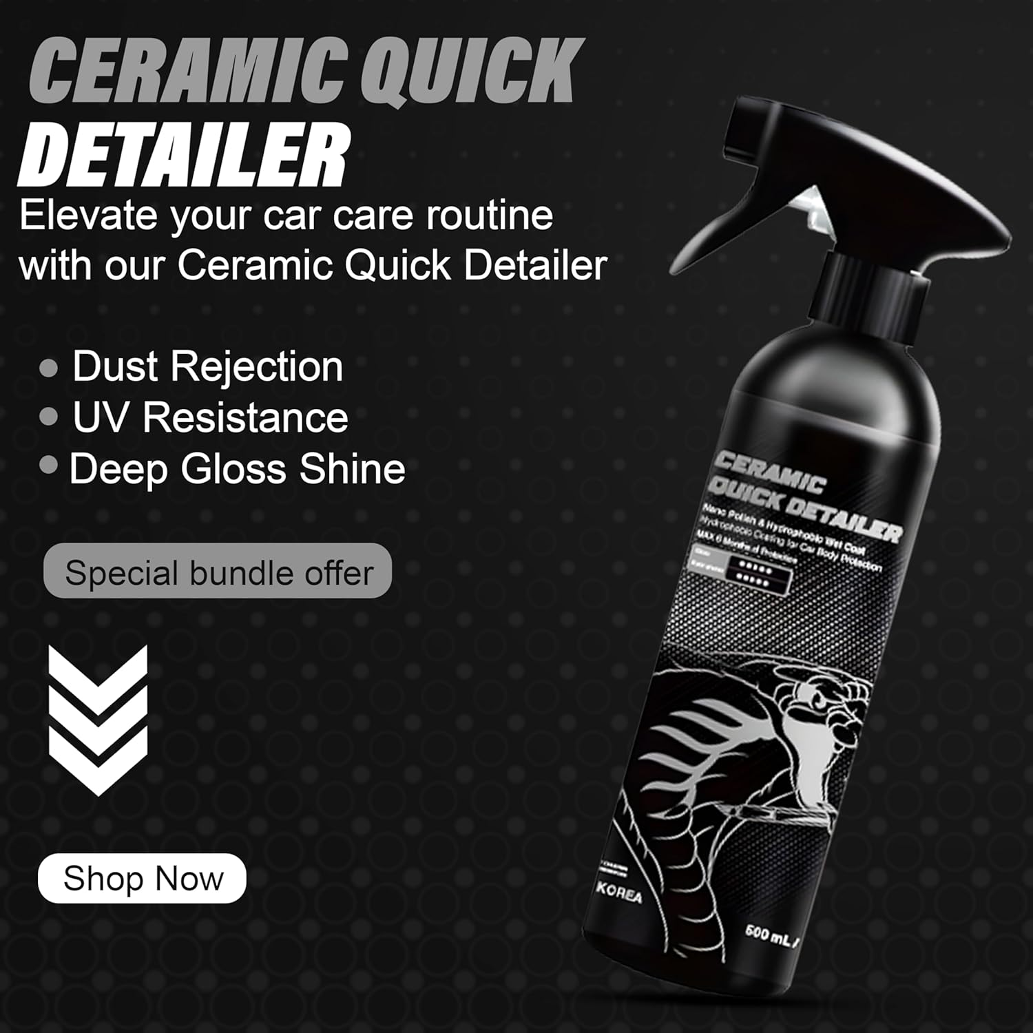 Cobra WRAP TOOLS Ceramic Quick Detailer - Hydrophobic Coating for Superior Car Body Protection - Long-Lasting Shine & Water Repellency - Easy Application & Streak-Free Finish | 500Ml image number 3