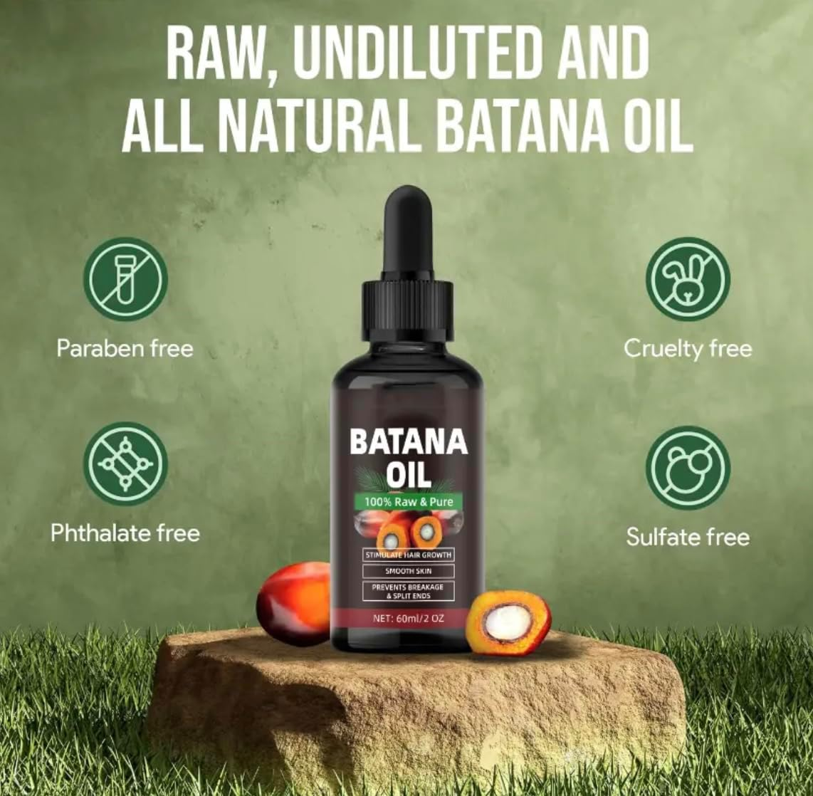 Batana Oil for Hair &ndash; Natural & Unrefined | Deeply Nourishes Scalp & Moisturizes Hair | Perfect for Dry, Brittle, or Damaged Hair | 60Ml image number 1