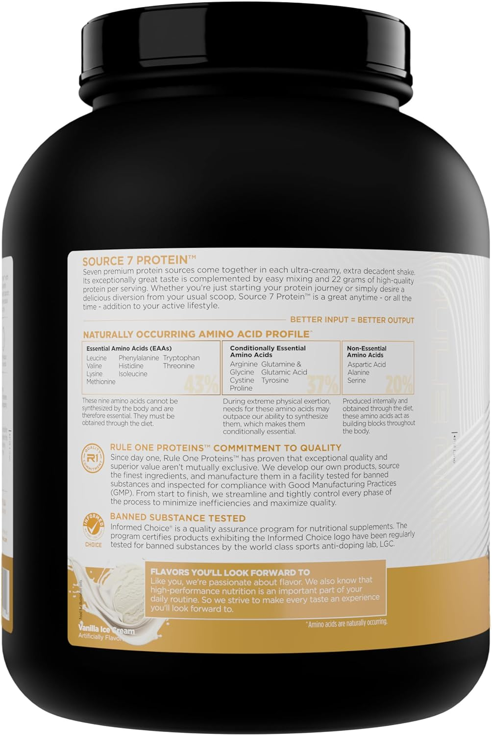 Rule 1 Source7 Multi-Source Protein Blend 4.99 Lb, Vanilla (58 Servings) image number 6