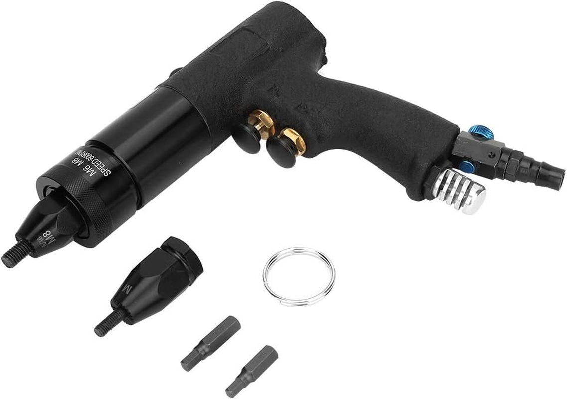 Jectse 1/4 Pneumatic Rivet Tool,90Psi Pneumatic Riveting Gun Pull Nut Automatic Air Riveter Nut Gun Tool, Rivet Setting Riveter (M6/M8 KP-739A)