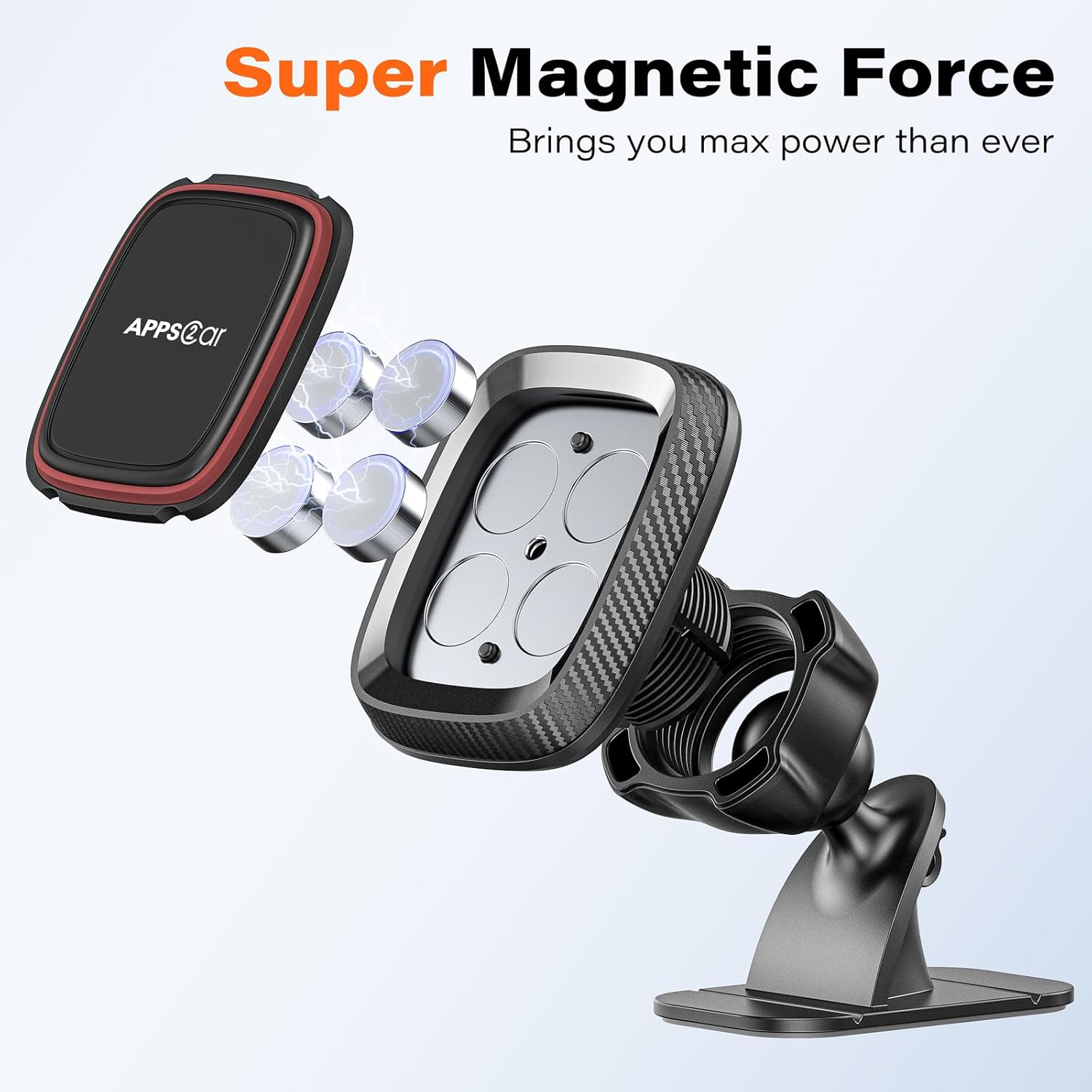 Apps2Car [2 Pack] Magnetic Phone Car Mount, Magnet Phone Holder for Car Built-In Strong Magnets (Black-Double) image number 2