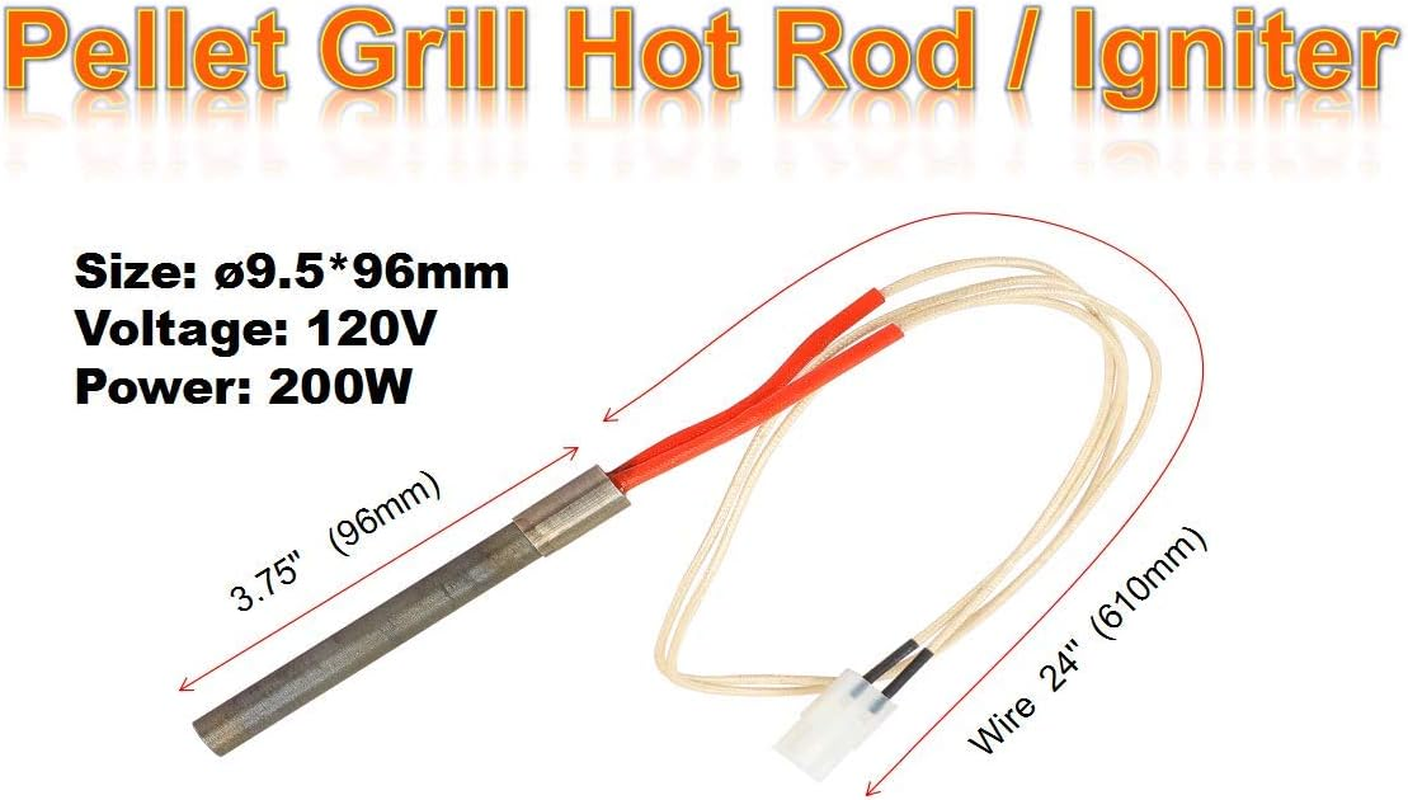 Heavy Duty Steel Porcelain-Enameled Fire Burn Pot and Hot Rod Ignitor Kit Replacement Parts for Traeger & Pit Boss Wood Pellet Grill,Also Fit for Pellet Pro & Z Grills Wood Pellet Grill Smoker