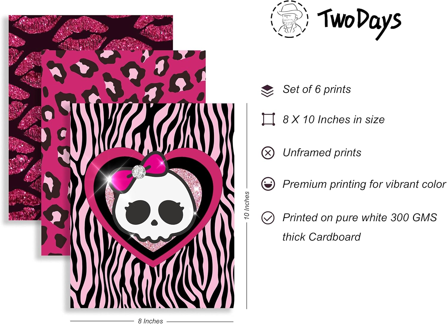 Twodays Mcbling Room Decor Aesthetic, Trashy Y2K Posters for Girls Bedroom, 2000S Hot Pink Wall Art, Emo Baddie Prints for Women Apartment.(8" X 10", Set of 6, UNFRAMED) image number 1